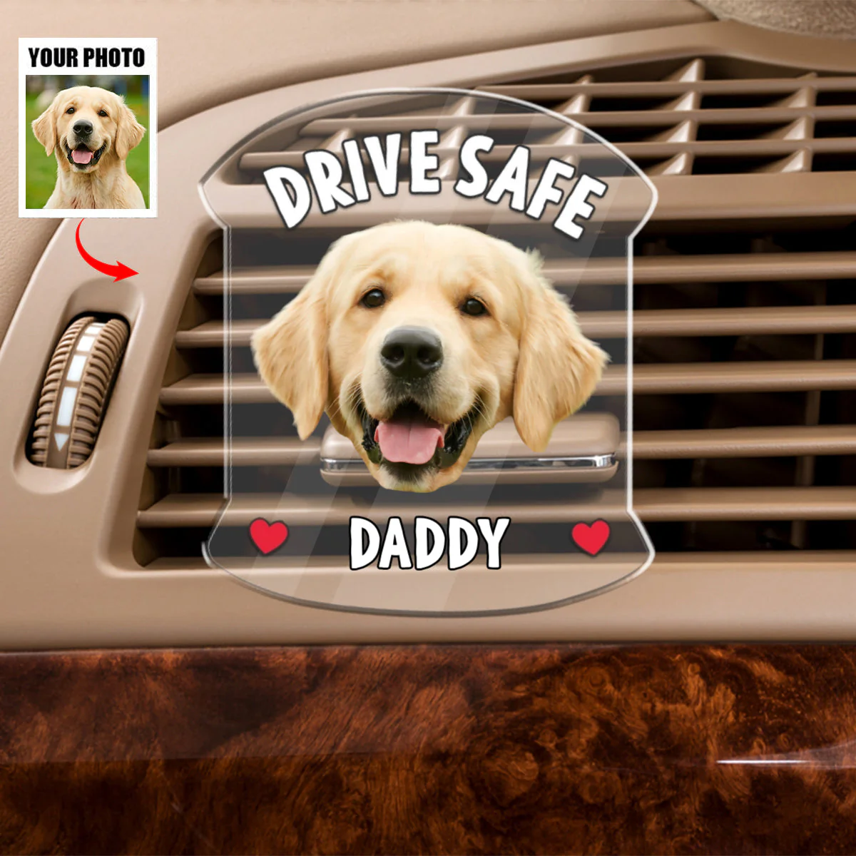Drive Safe Daddy Photo Vent Clip - Personalized Safe Driving Gift - Image 2