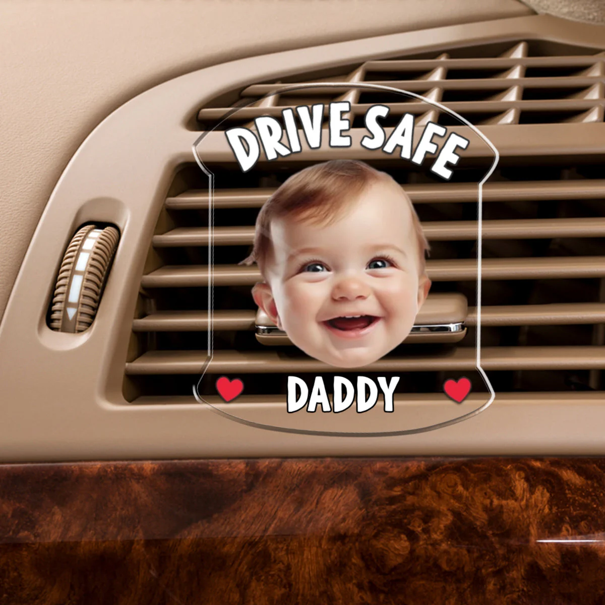 Drive Safe Daddy Photo Vent Clip - Personalized Safe Driving Gift - Image 3