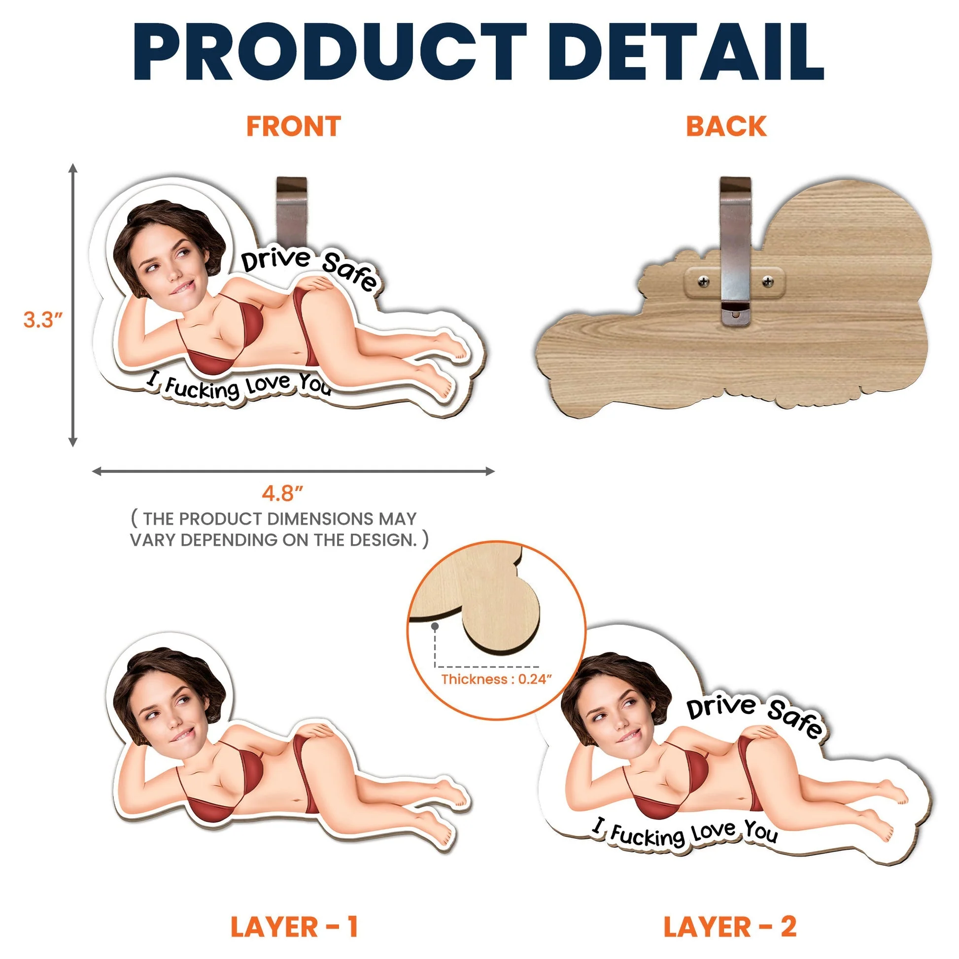 Drive Safe - Funny Gifts For Husband, Wife - Personalized Wooden Photo Car Visor Clip - Image 3