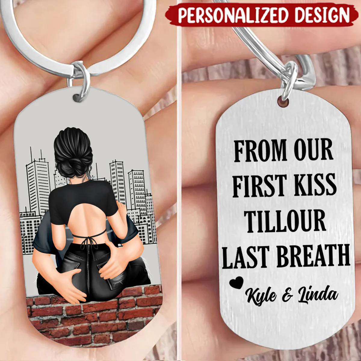Drive Safe Handsome I Need You Here With Me - Personalized Stainless Keychain For Couple - Image 2