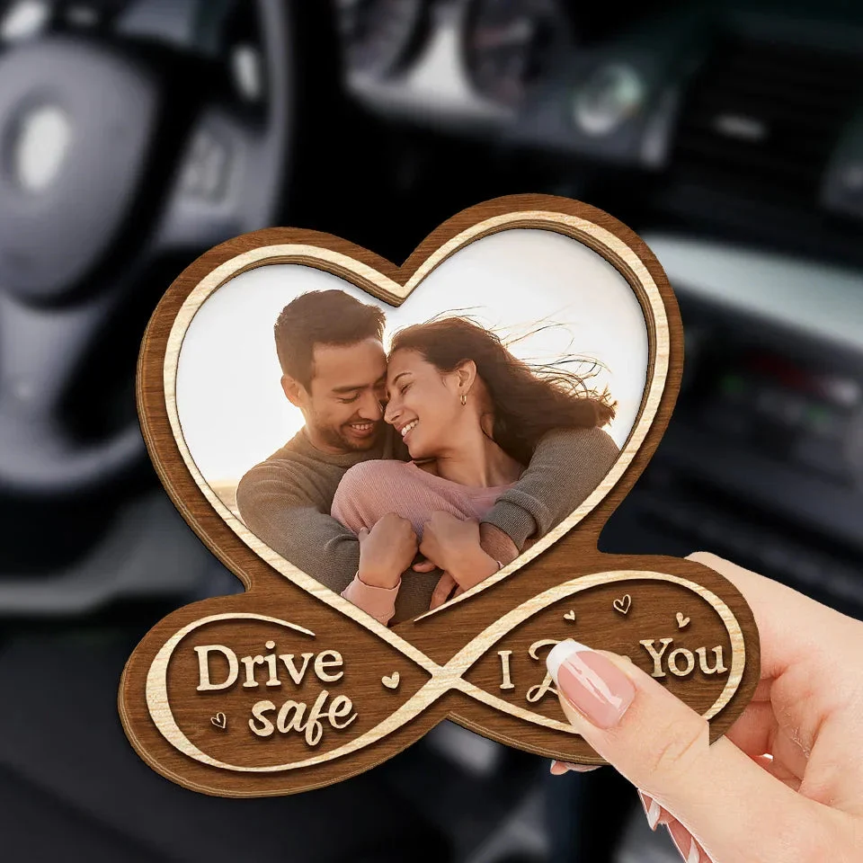Drive Safe, I Love You - Couple Personalized Custom Photo Car Visor Clip - Christmas Gift For Husband Wife, Anniversary - Image 3