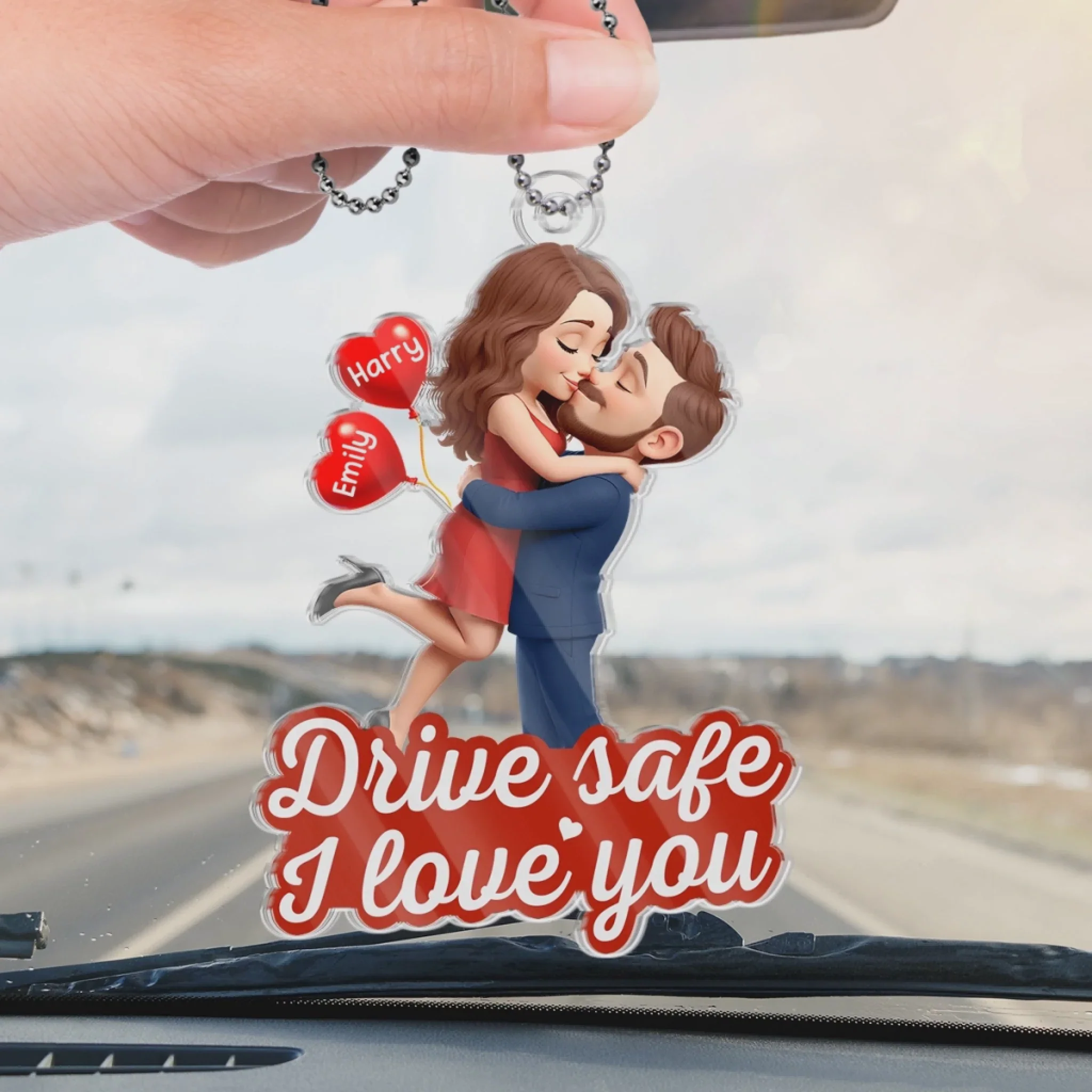 Drive safe, I love you - Personalized Acrylic Car Ornament Gifts For Husband And Wife, Him And Her - Image 2