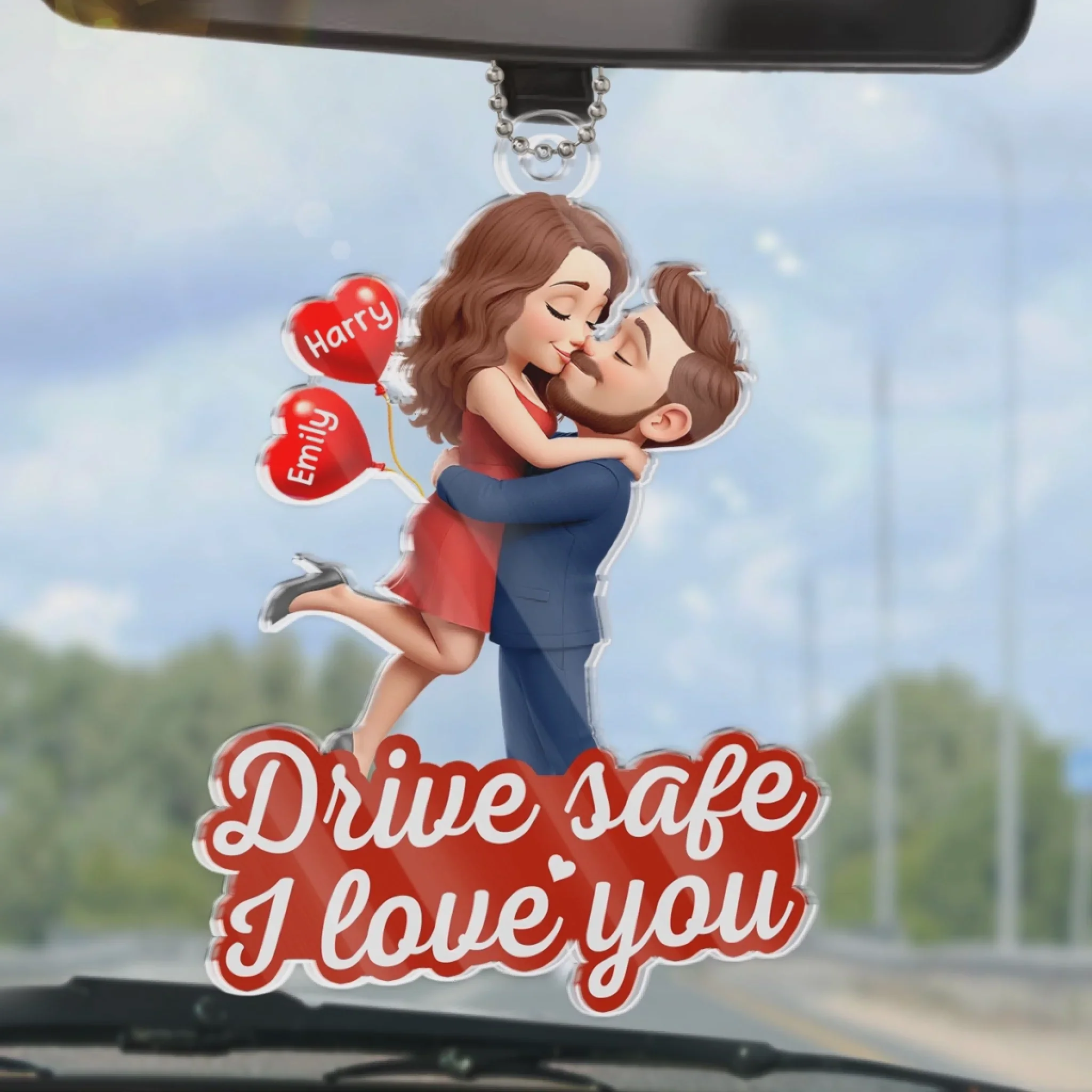 Drive safe, I love you - Personalized Acrylic Car Ornament Gifts For Husband And Wife, Him And Her - Image 3
