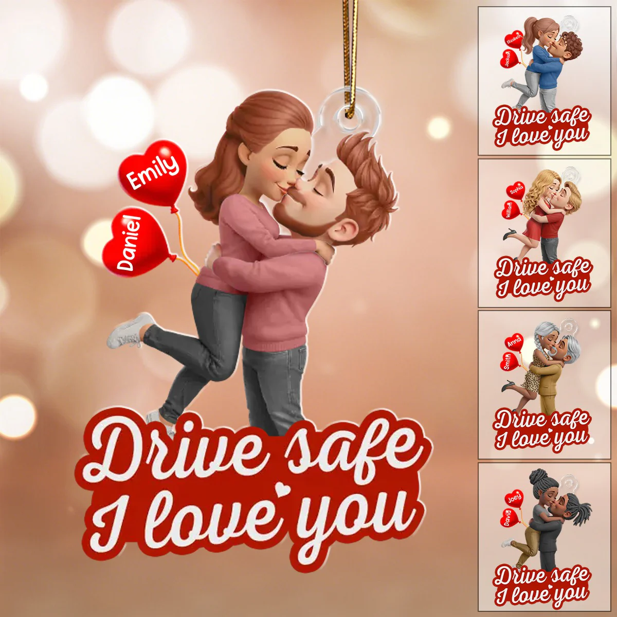 Drive safe, I love you - Personalized Acrylic Car Ornament Gifts For Husband And Wife, Him And Her - Image 4