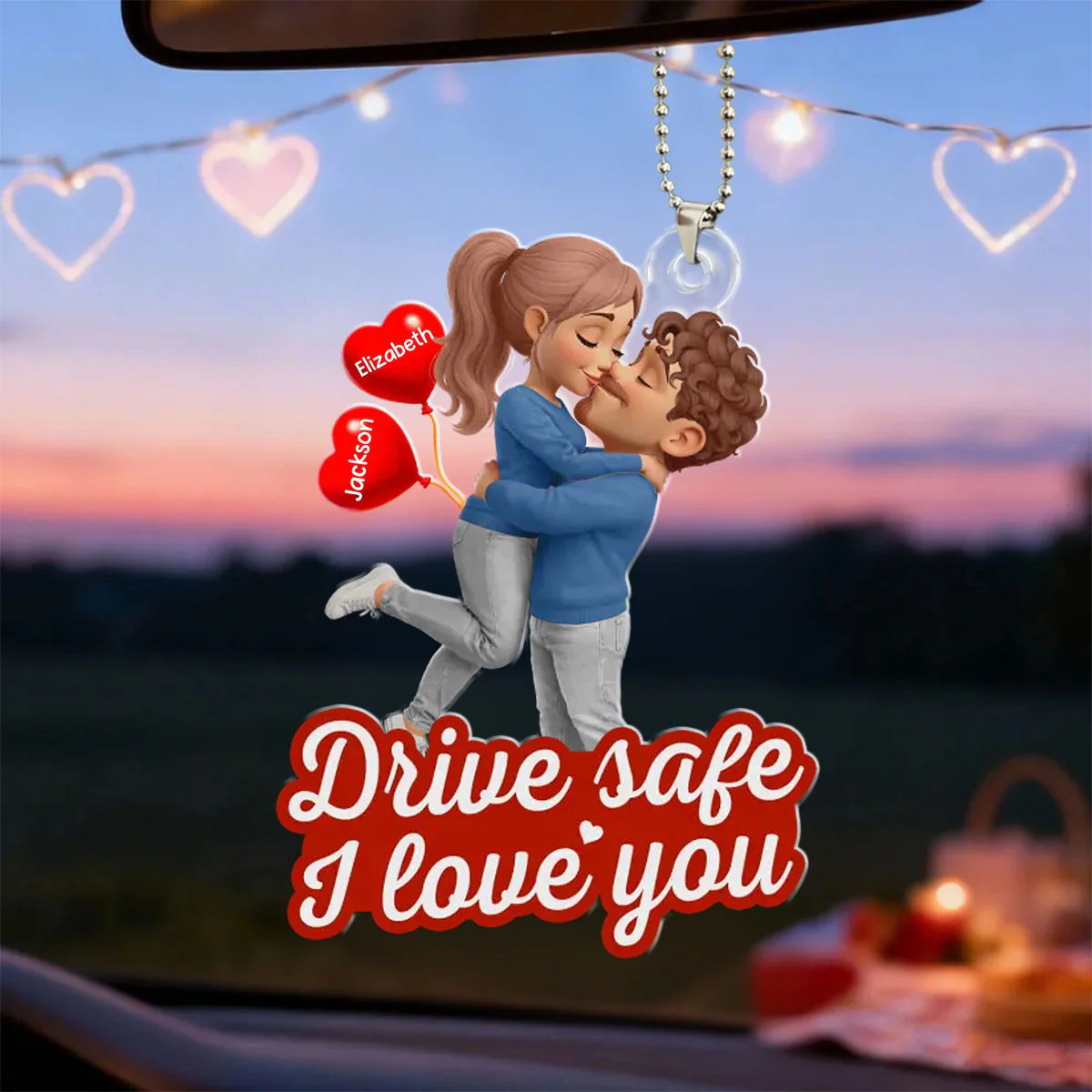 Drive safe, I love you - Personalized Acrylic Car Ornament Gifts For Husband And Wife, Him And Her - Image 5