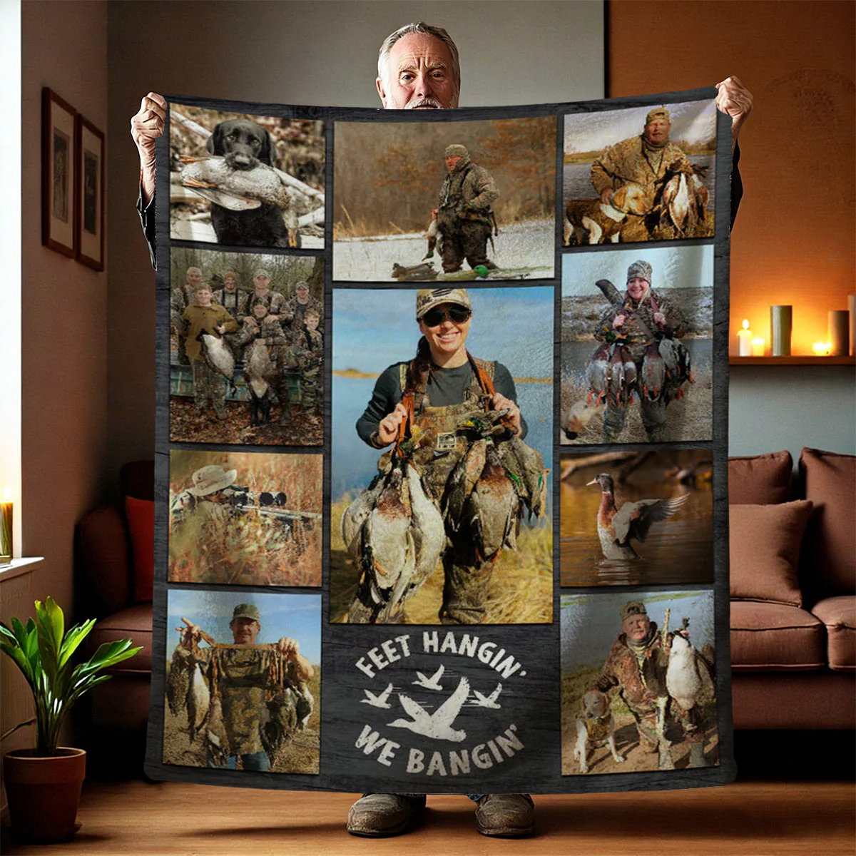 Duck Hunting Photo Collage Blanket, Personalized Gift For Duck Hunter, Duck Hunting Gifts For Dad, Husband, Grandpa, Son - Image 2