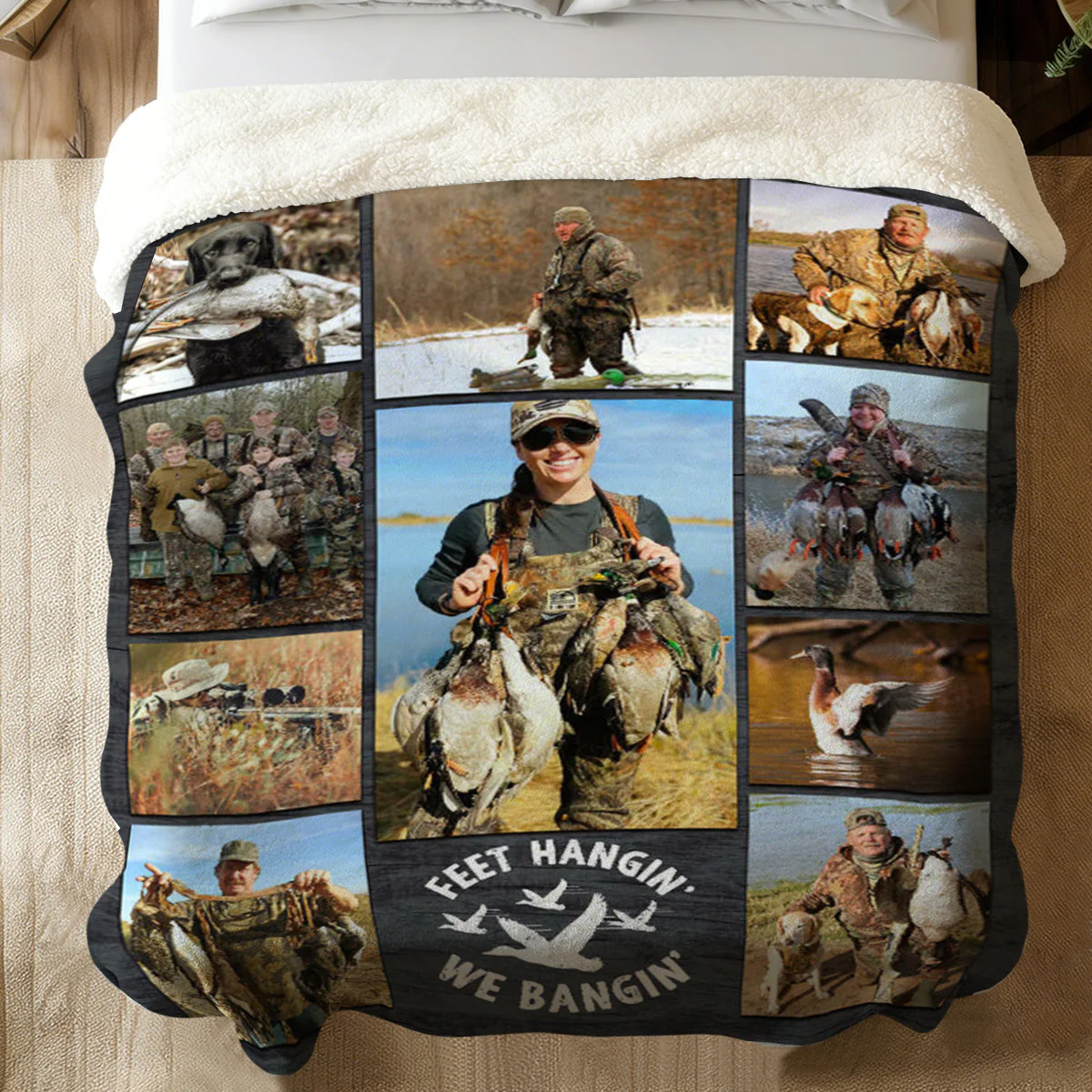 Duck Hunting Photo Collage Blanket, Personalized Gift For Duck Hunter, Duck Hunting Gifts For Dad, Husband, Grandpa, Son - Image 3