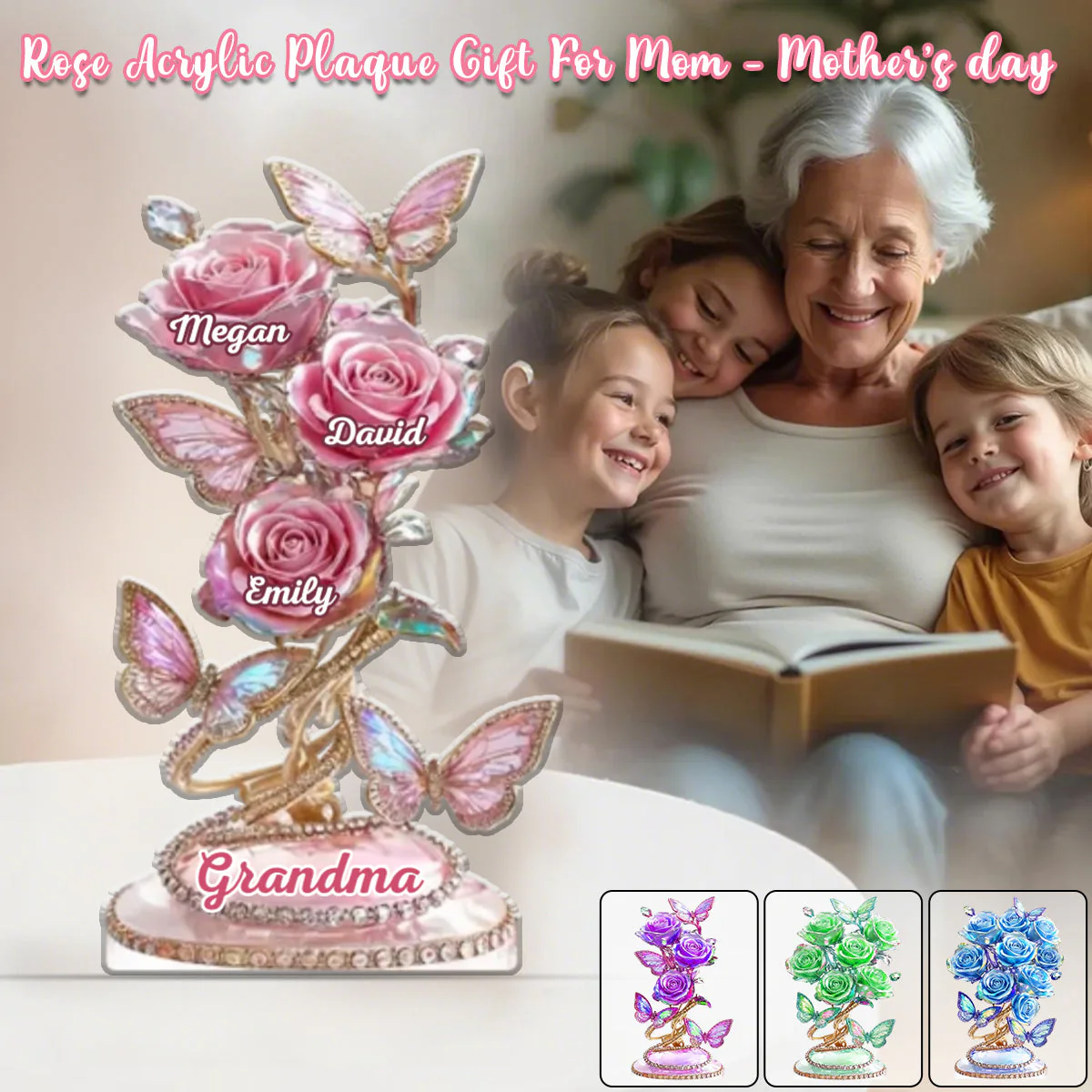 Each Rose Holds A Piece Of Your Heart - Family Personalized Acrylic Plaque - Mother's Day Gift - Image 2