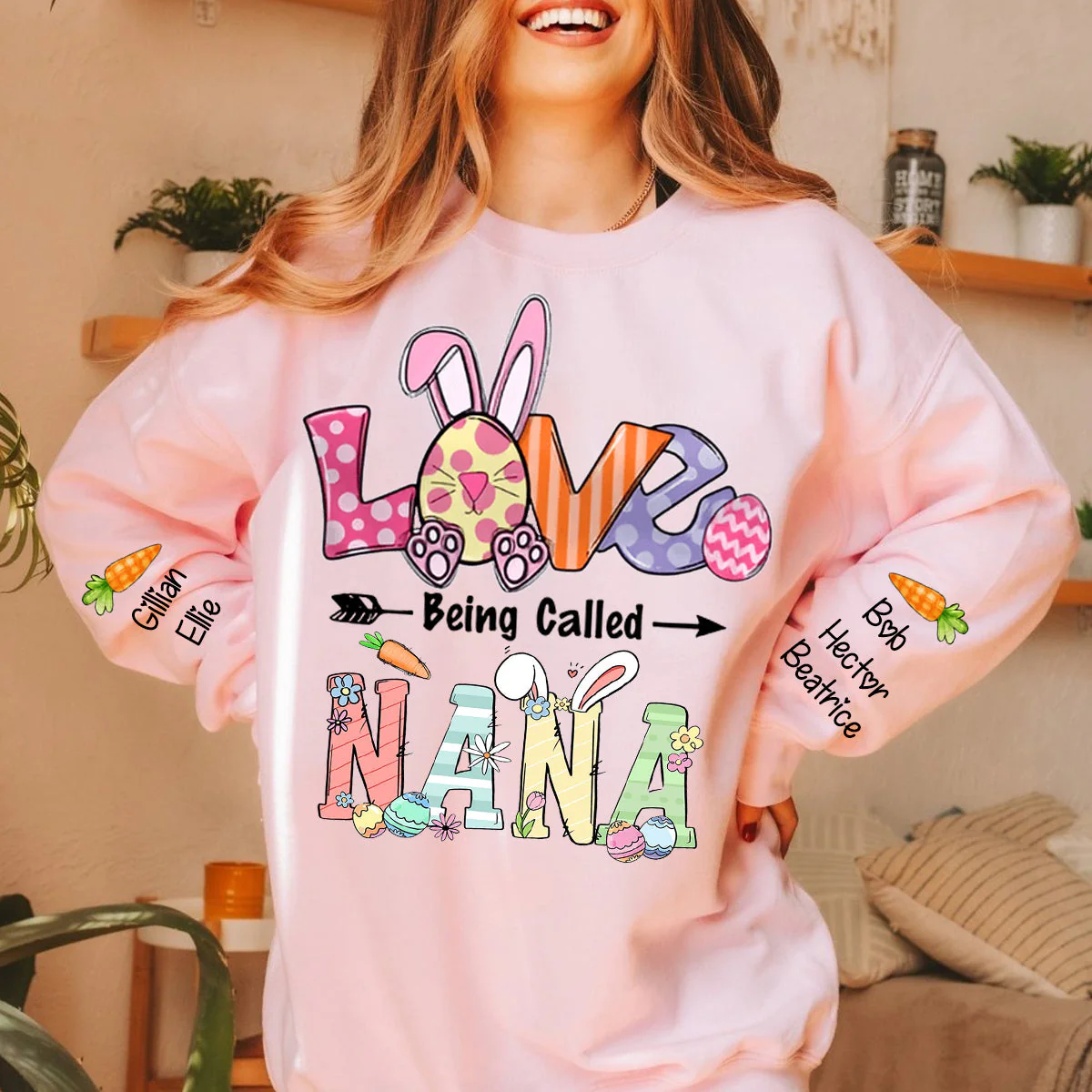 Easter Bunny - Love Being Called Grandma Mom Personalized Sweatshirt - Image 4