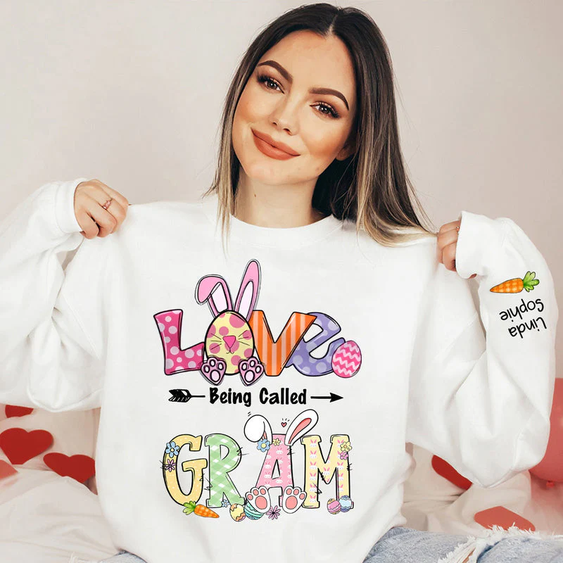 Easter Bunny - Love Being Called Grandma Mom Personalized Sweatshirt - Image 6