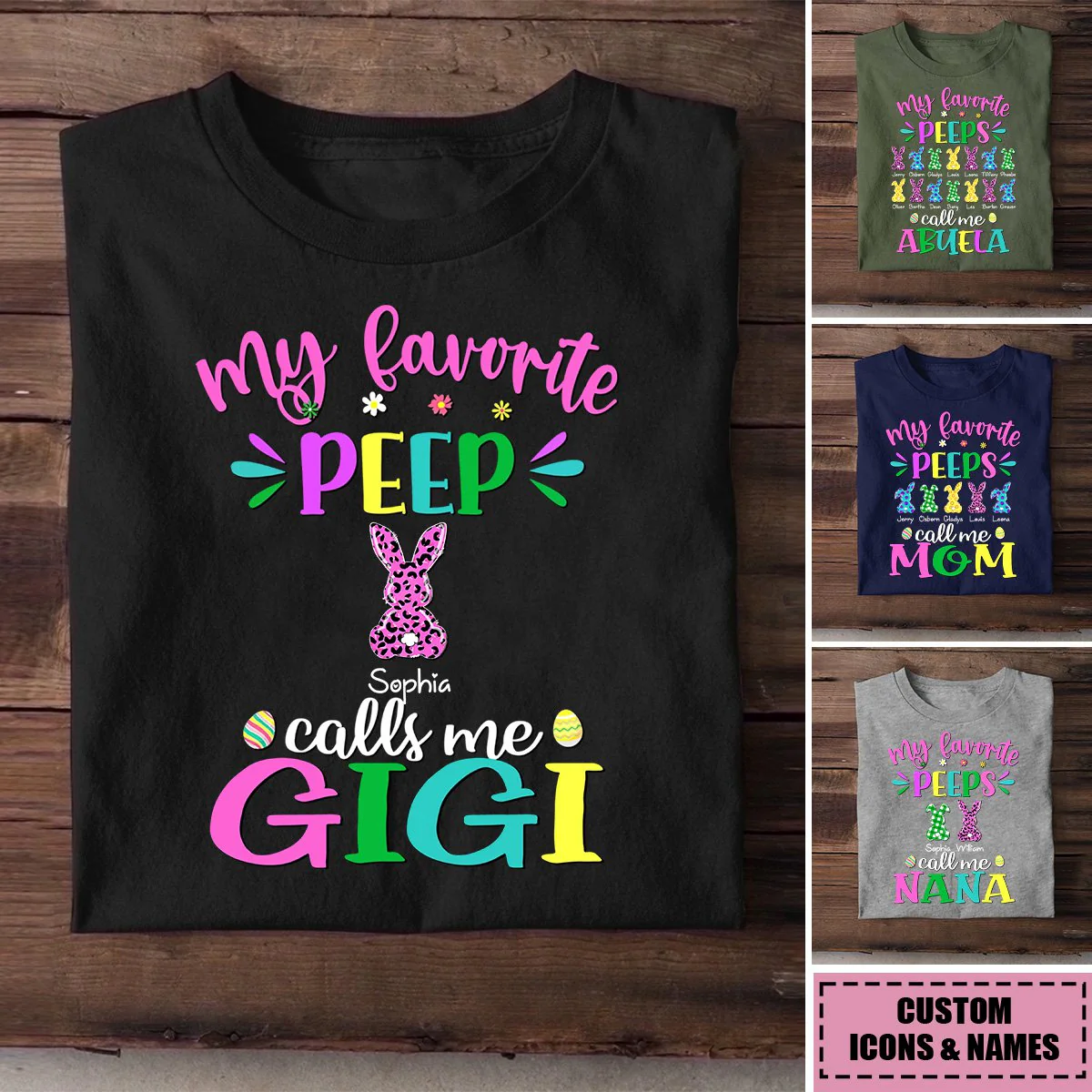Easter Eggs My Favorite Bunnies Call Me Grandma Personalized T-Shirt Gift For Nana, Mom - Image 2