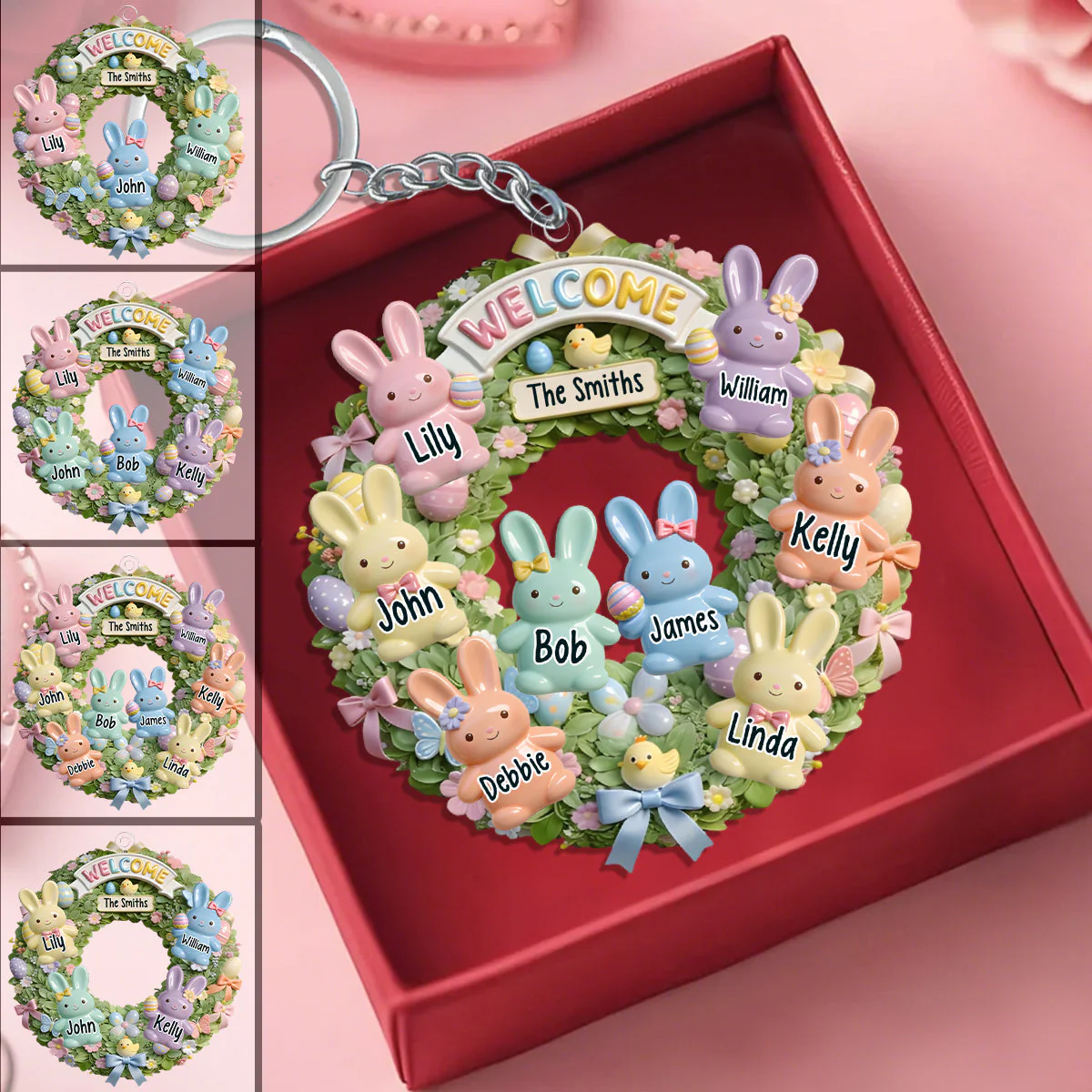 Easter Family - Personalized Family Custom Acrylic Keychain - Image 2