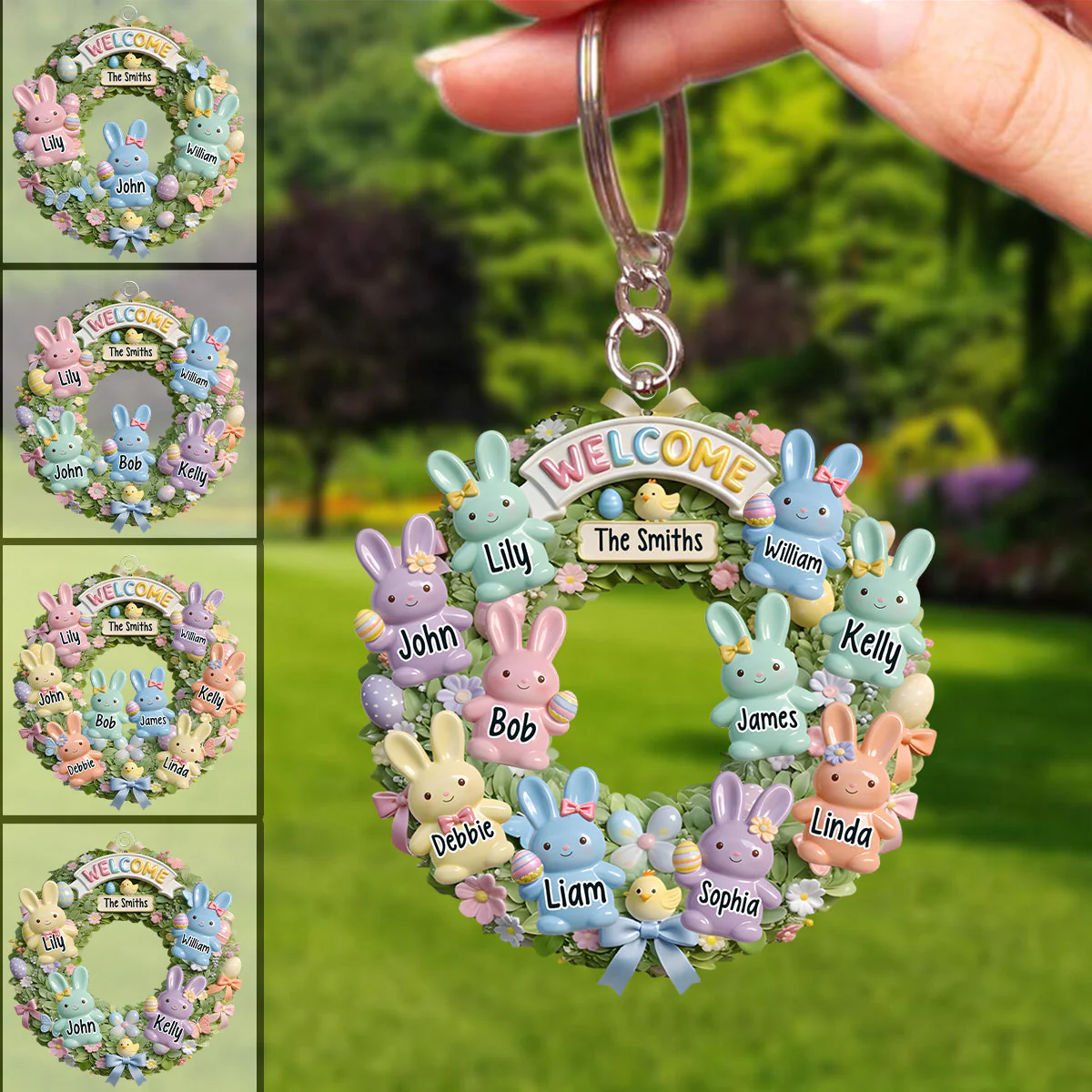 Easter Family - Personalized Family Custom Acrylic Keychain - Image 3