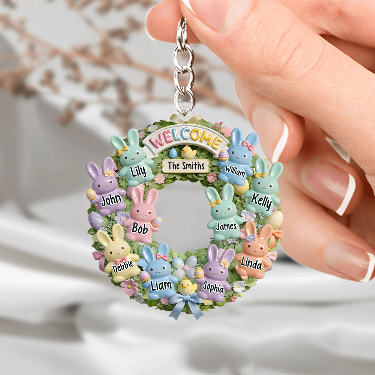 Easter Family - Personalized Family Custom Acrylic Keychain - Image 4