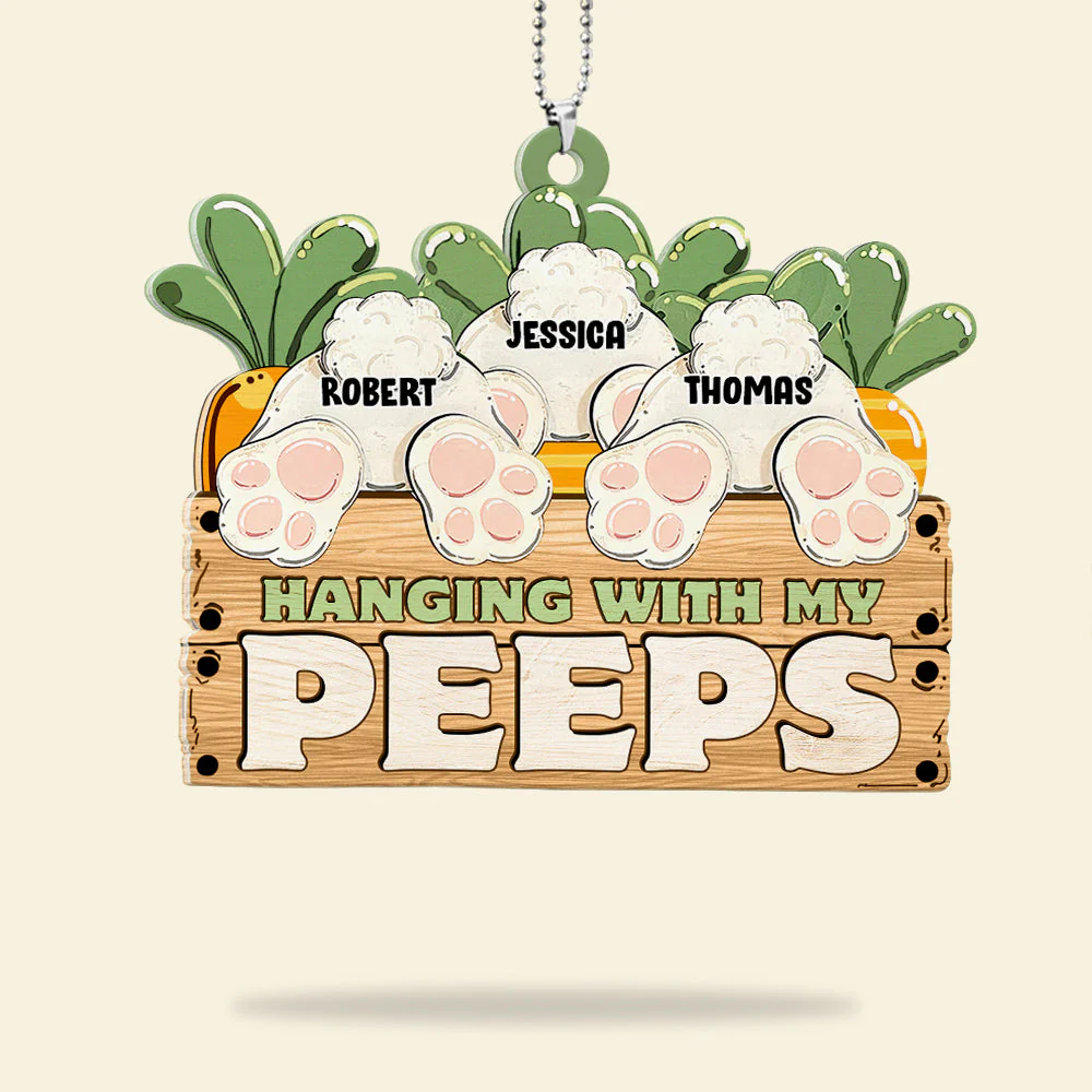 Easter Hanging With My Rabbit Personalized Acrylic Car Ornament Gifts For Family - Image 4