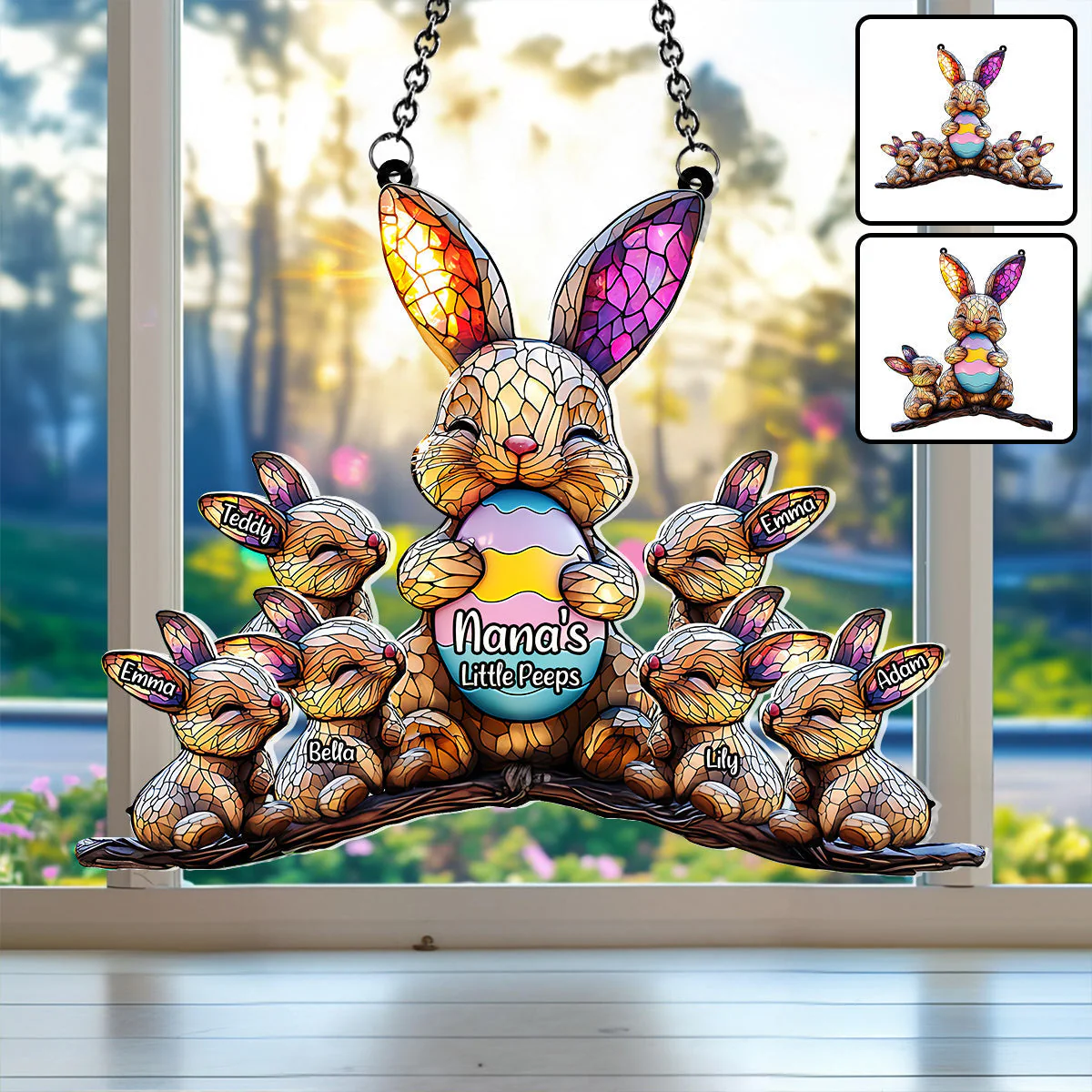 Easter's Day Decoration - Personalized Grandma Window Hanging Suncatcher Ornament - Image 2
