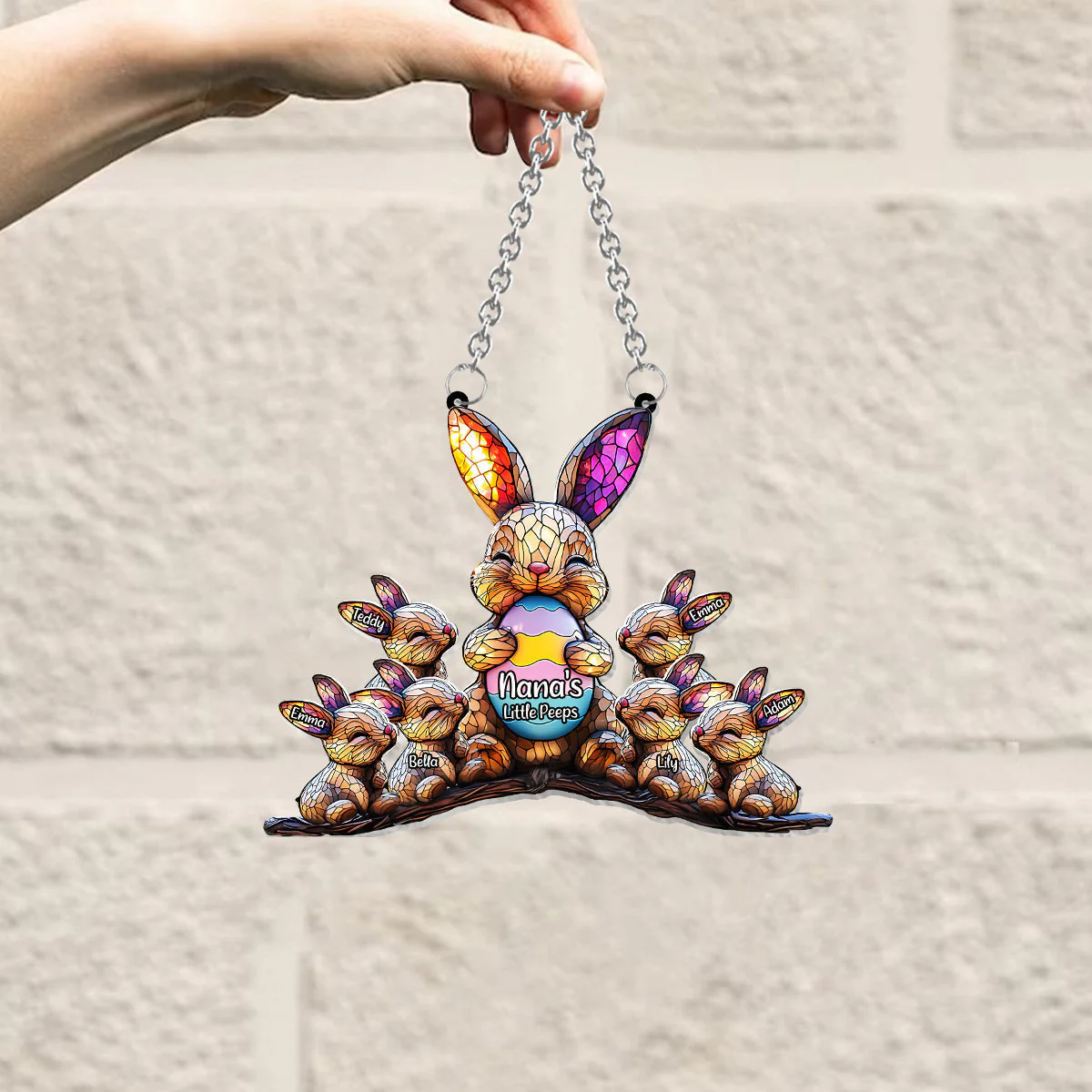 Easter's Day Decoration - Personalized Grandma Window Hanging Suncatcher Ornament - Image 3