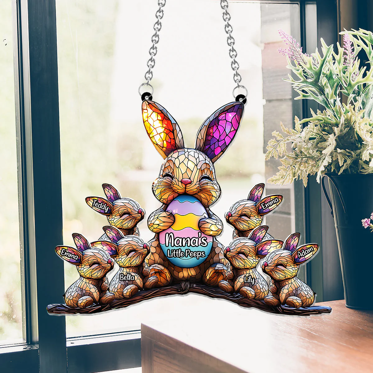 Easter's Day Decoration - Personalized Grandma Window Hanging Suncatcher Ornament - Image 4