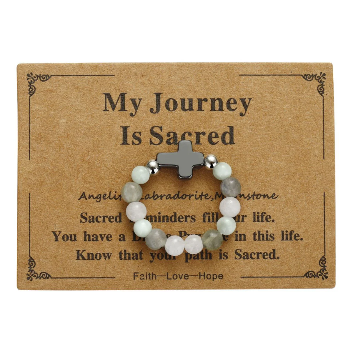 Elastic stone cross ring, angel stone combination copper bead ring - Image 10