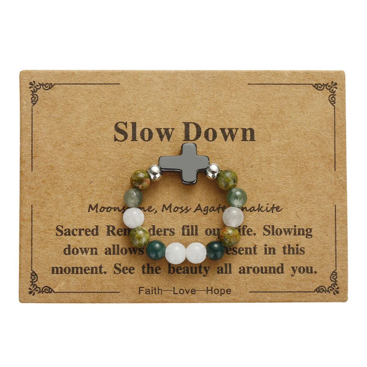 Elastic stone cross ring, angel stone combination copper bead ring - Image 12