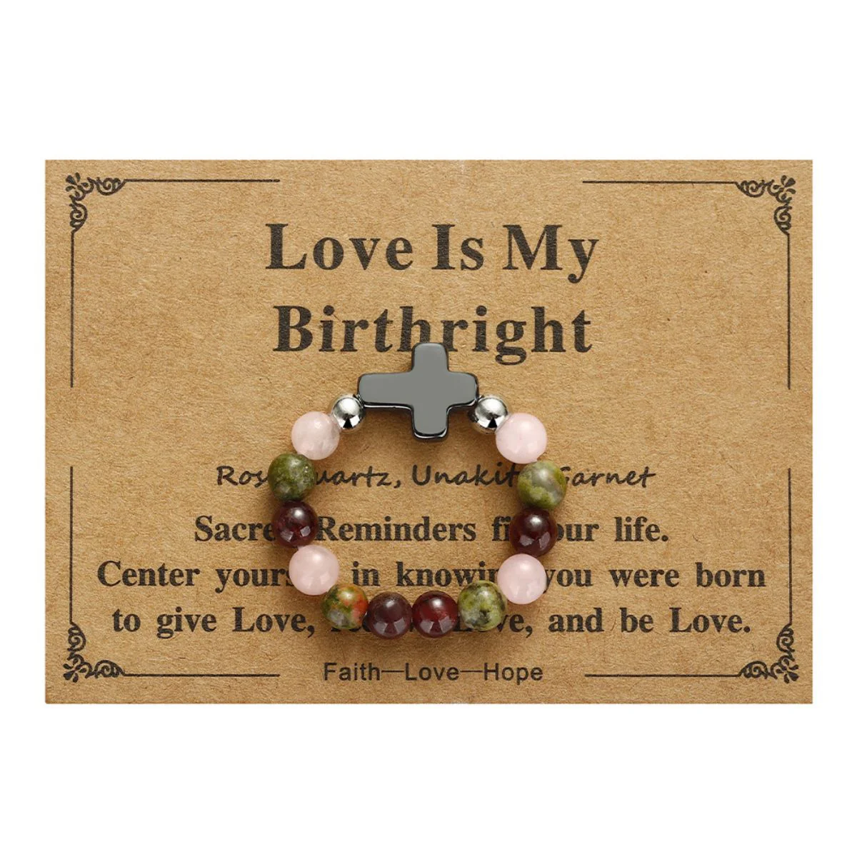 Elastic stone cross ring, angel stone combination copper bead ring - Image 9