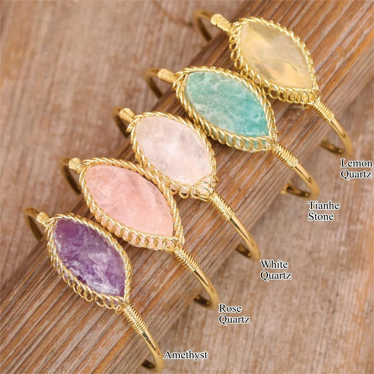 Elegant Amethyst Gold Cuff Bracelet For Her - Image 2