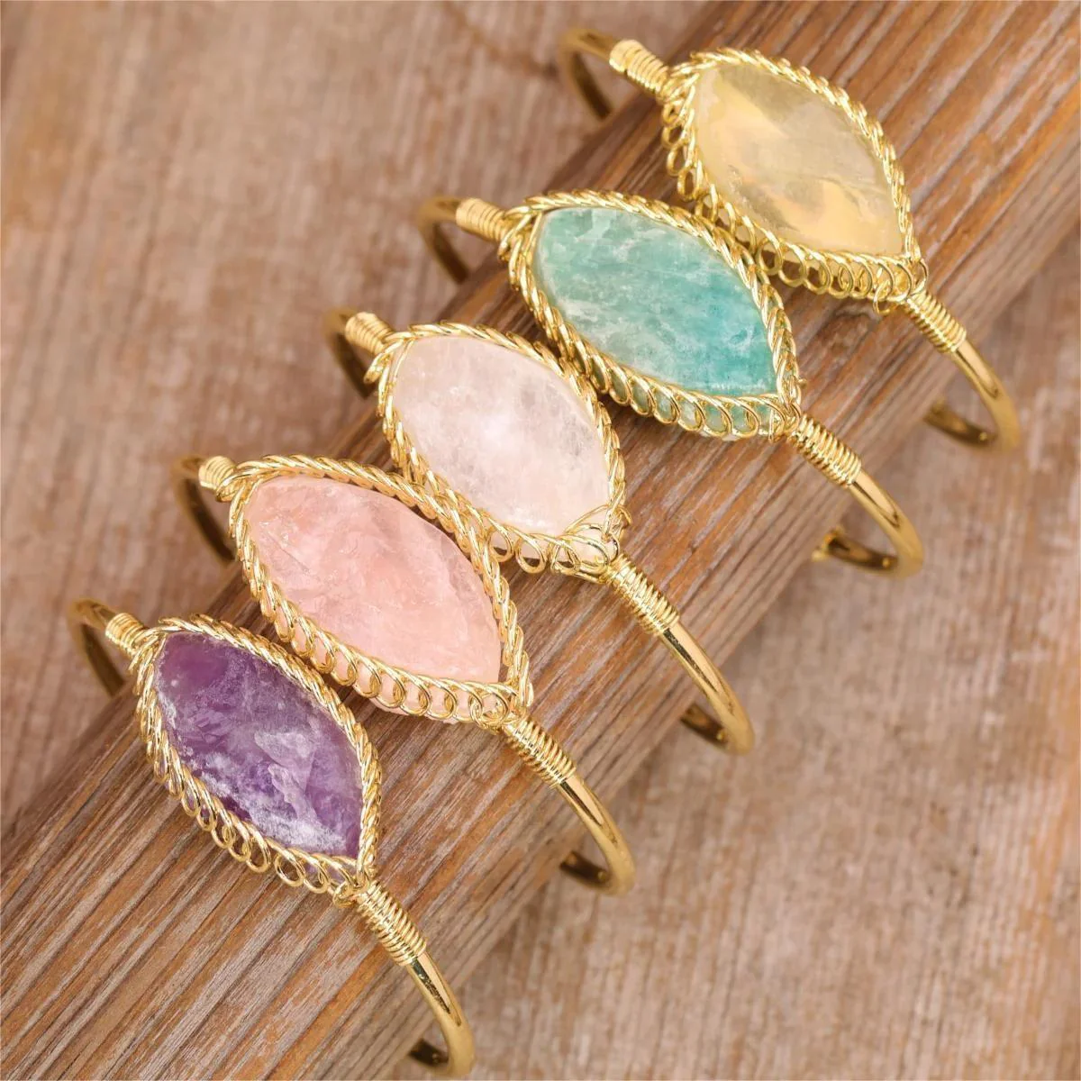 Elegant Amethyst Gold Cuff Bracelet For Her - Image 3