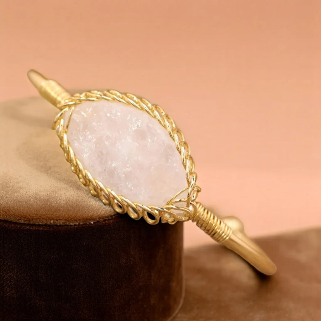 Elegant Amethyst Gold Cuff Bracelet For Her - Image 6