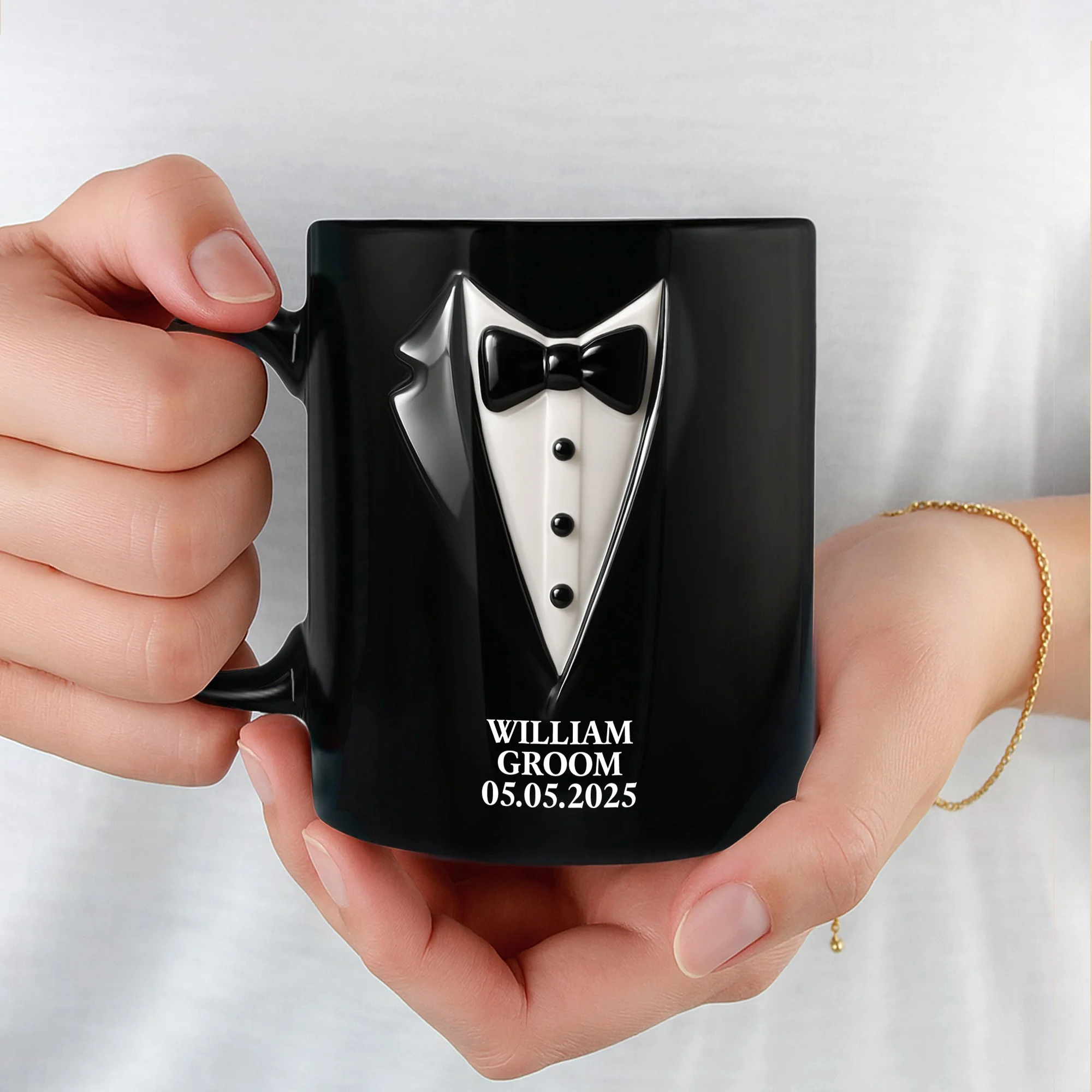 Elegant Groom Suit Bride Dress Design, Personalized Custom Coffee Mug, Gift For Couple - Image 10