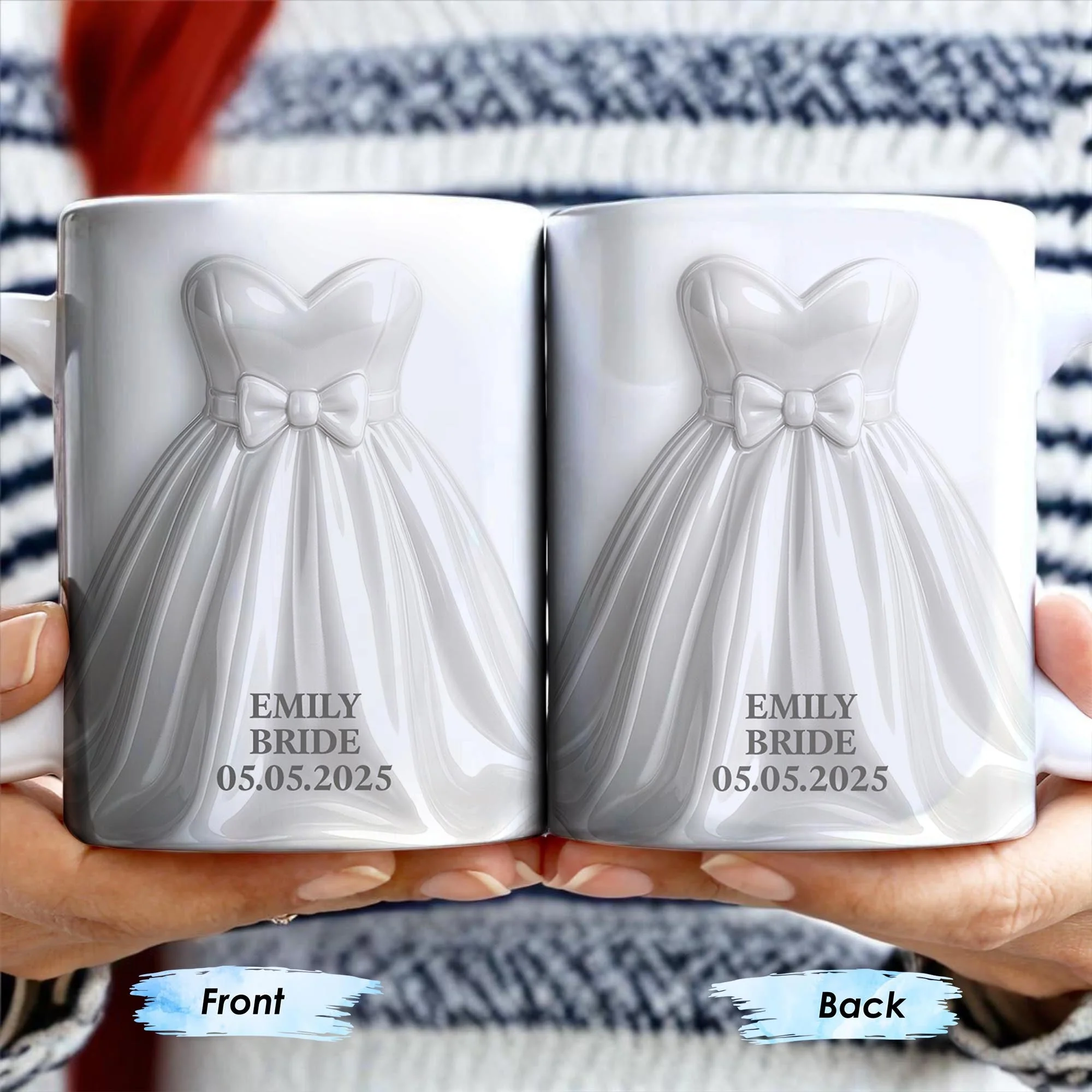 Elegant Groom Suit Bride Dress Design, Personalized Custom Coffee Mug, Gift For Couple - Image 11