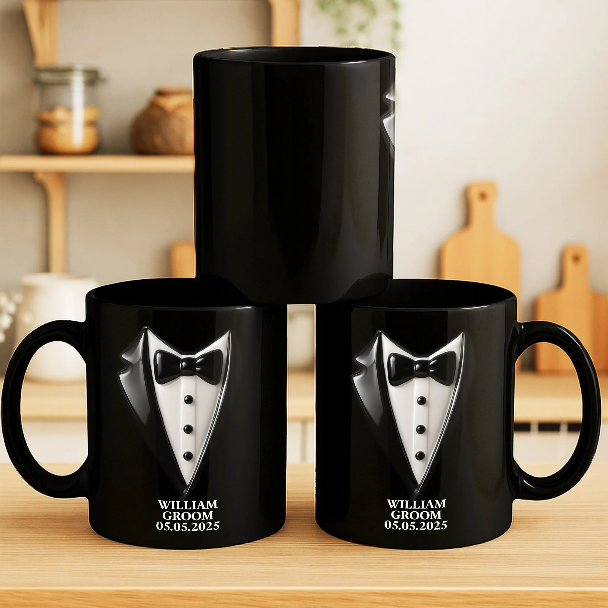 Elegant Groom Suit Bride Dress Design, Personalized Custom Coffee Mug, Gift For Couple - Image 12
