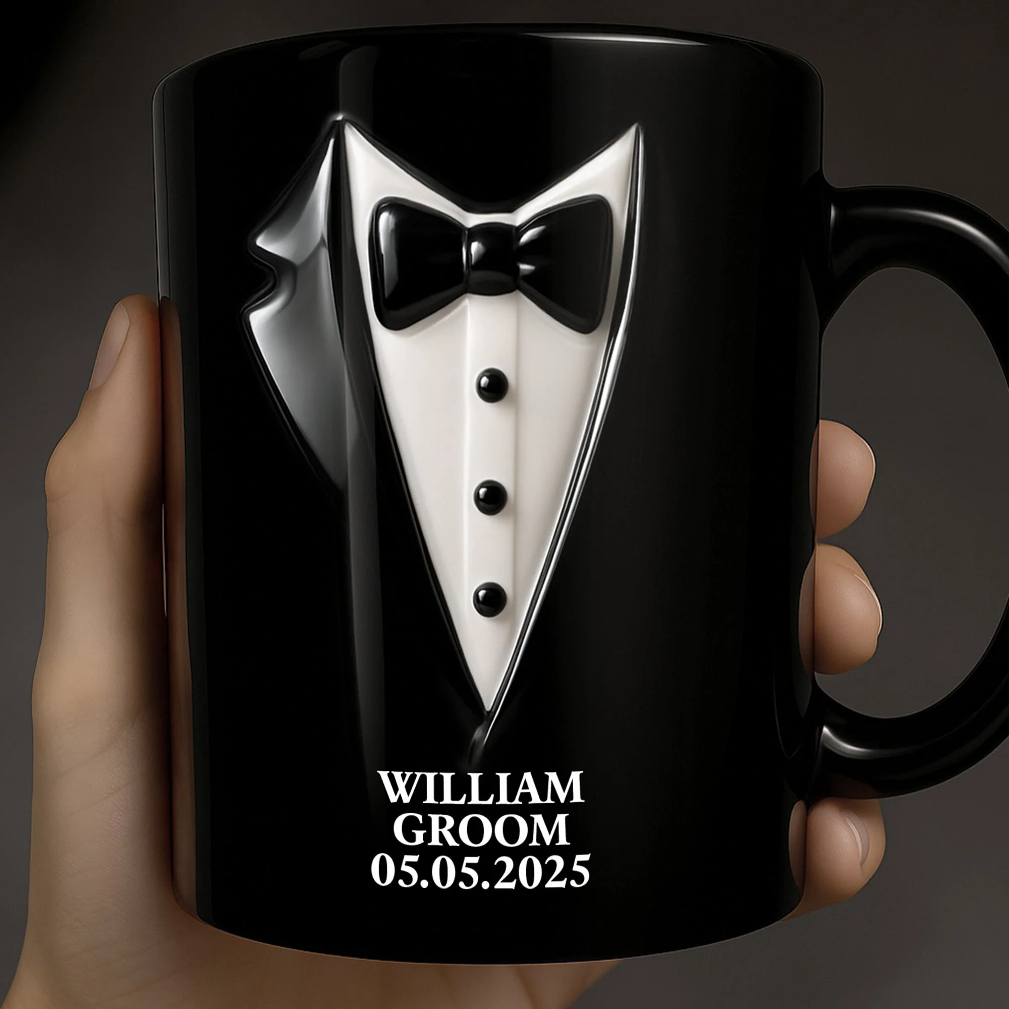 Elegant Groom Suit Bride Dress Design, Personalized Custom Coffee Mug, Gift For Couple - Image 3