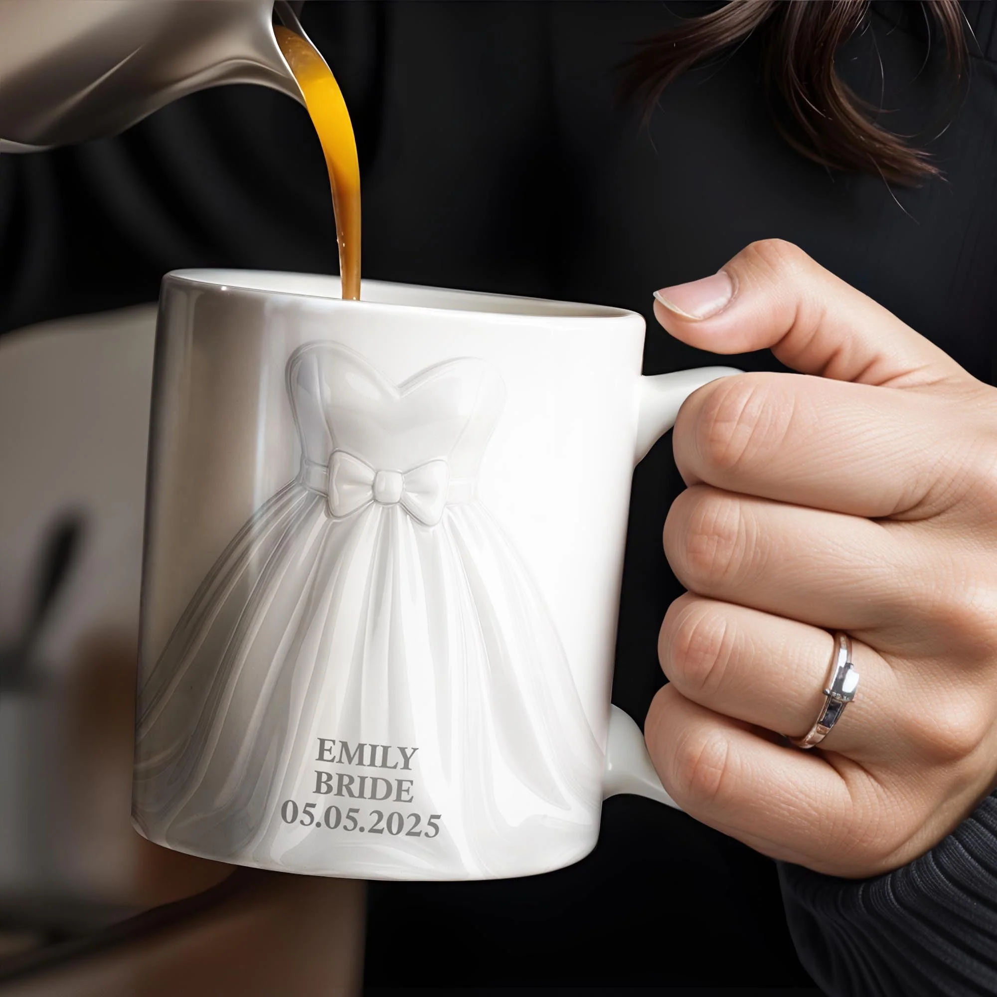 Elegant Groom Suit Bride Dress Design, Personalized Custom Coffee Mug, Gift For Couple - Image 5
