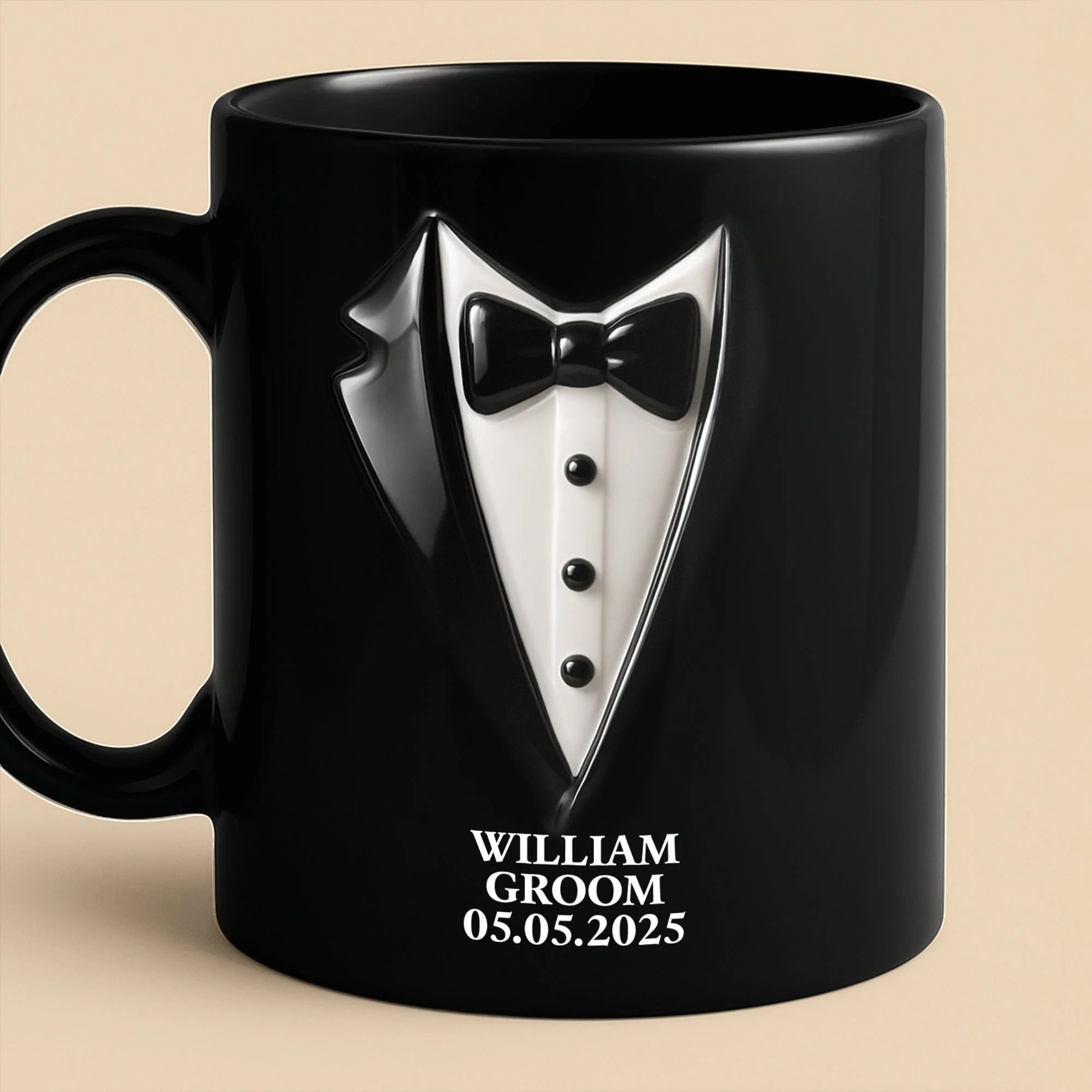 Elegant Groom Suit Bride Dress Design, Personalized Custom Coffee Mug, Gift For Couple - Image 6