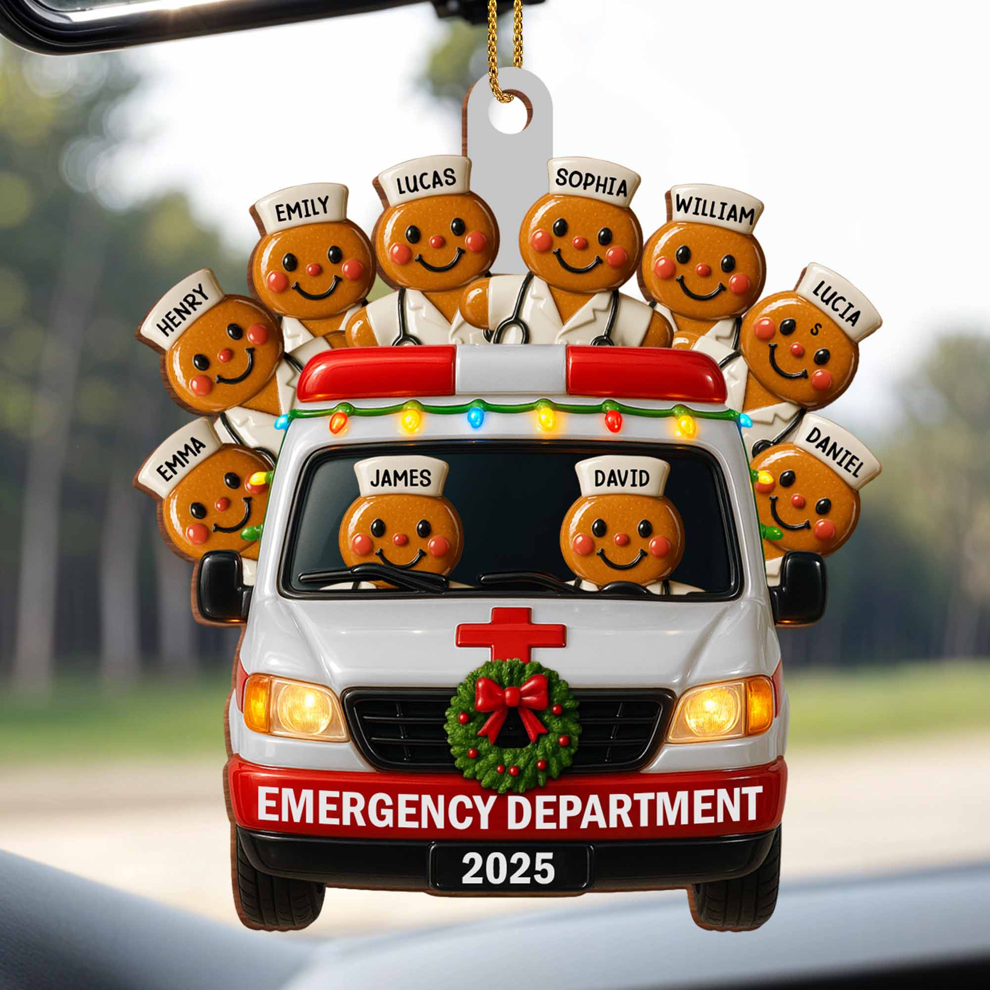 Emergency Department Team Holiday Ambulance, Personalized Wood Ornament, Gift For Medical Professionals - Image 3