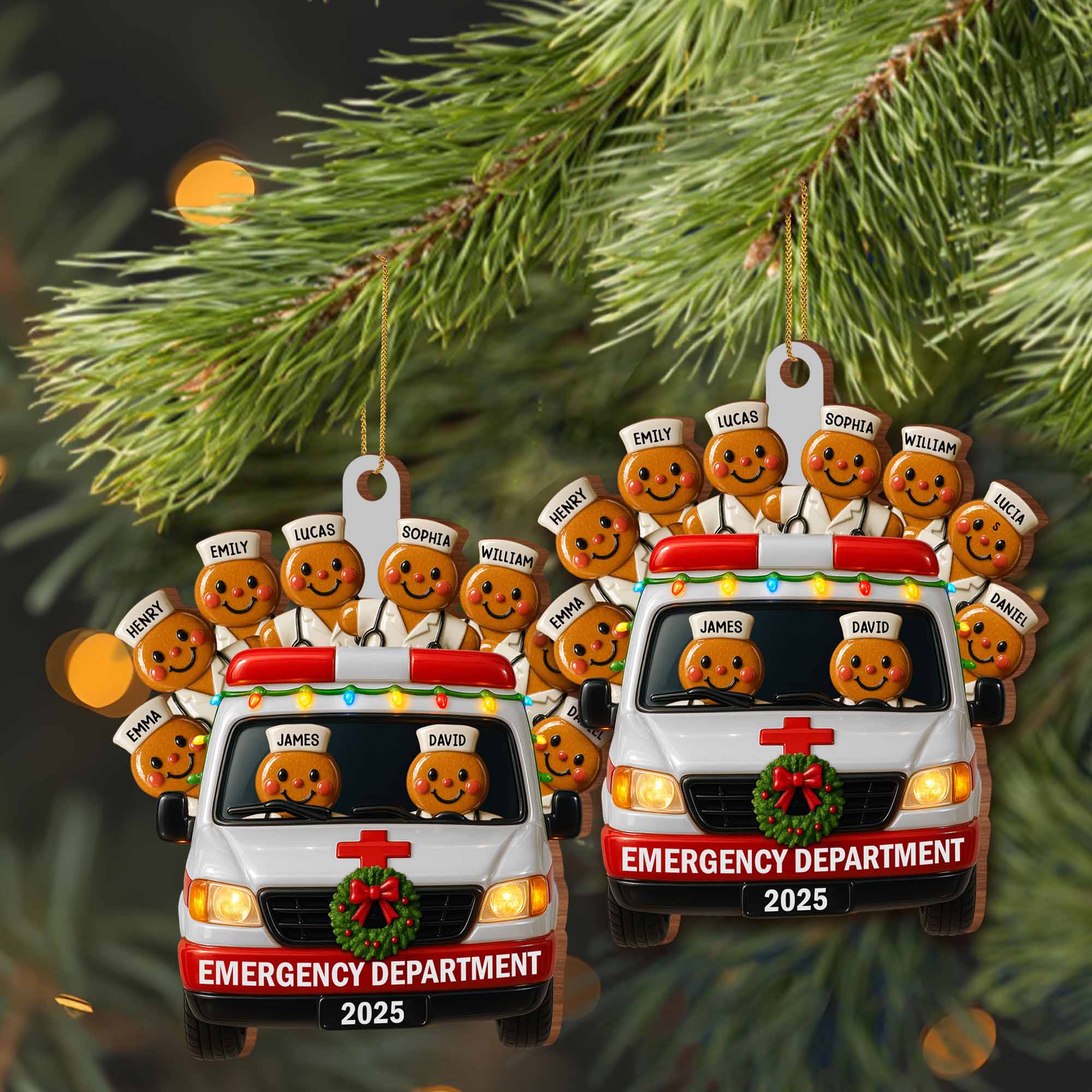 Emergency Department Team Holiday Ambulance, Personalized Wood Ornament, Gift For Medical Professionals - Image 7