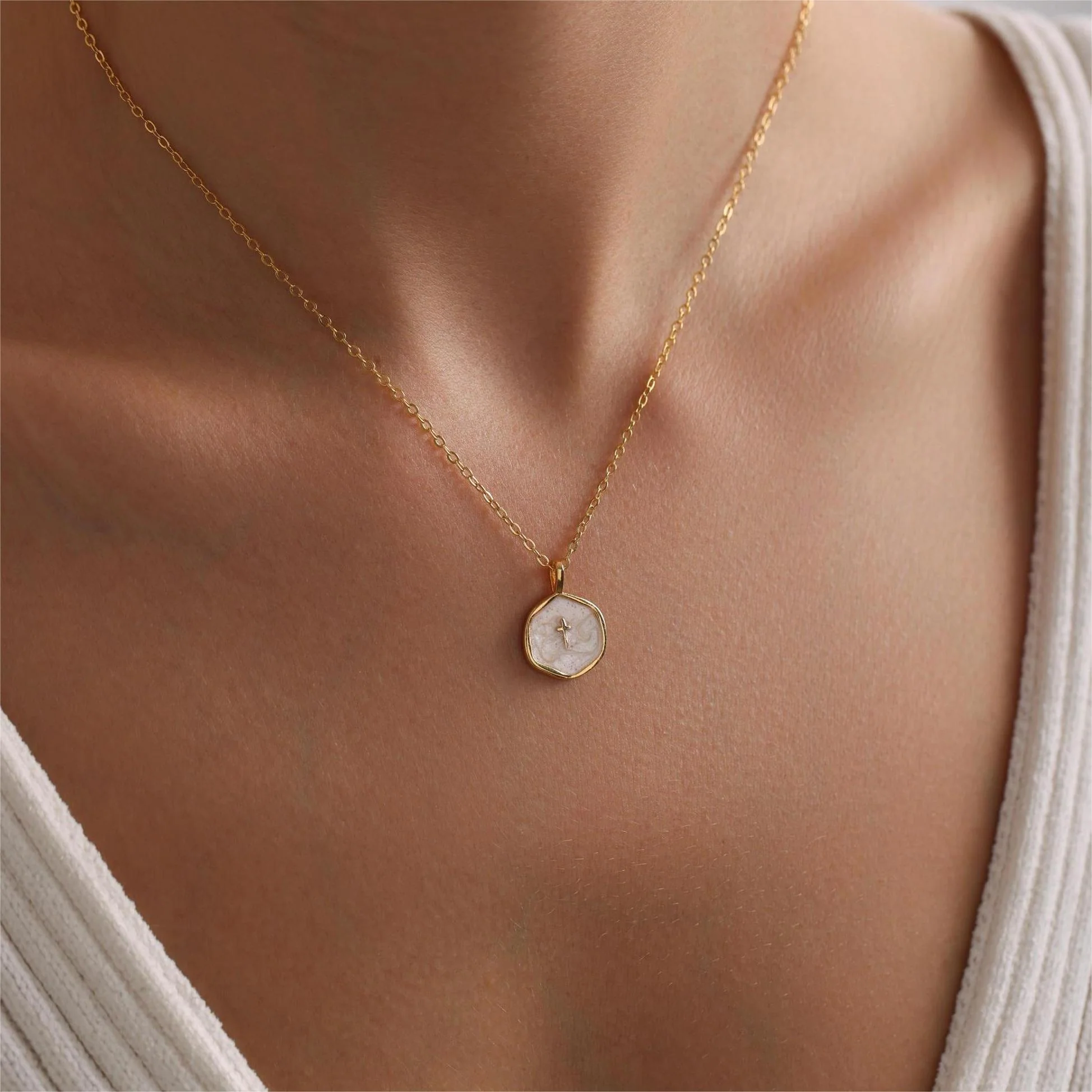 Enamel Mini Cross Necklace, Tiny Cross Necklace, Religious Necklace - Image 4