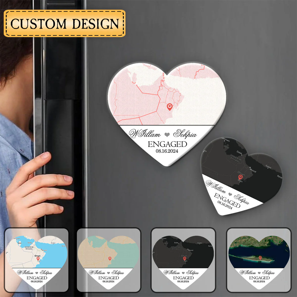 Engagement Gift - Custom Map Heart-shaped Fridge Magnet - Image 3
