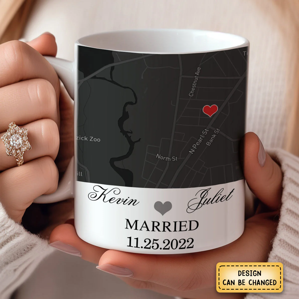 Engagement Mug - Custom Map Gift Ceramic Mug - Image 3