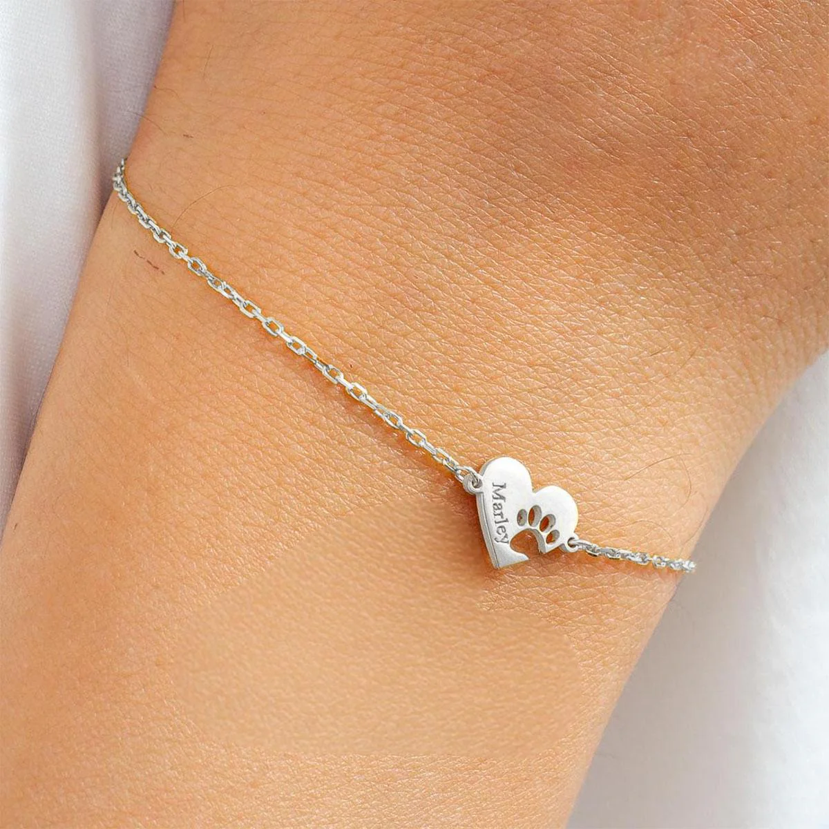 Engraved Heart Pawprint Bracelet Gift for Pet Lovers Dog Mom - Image 5