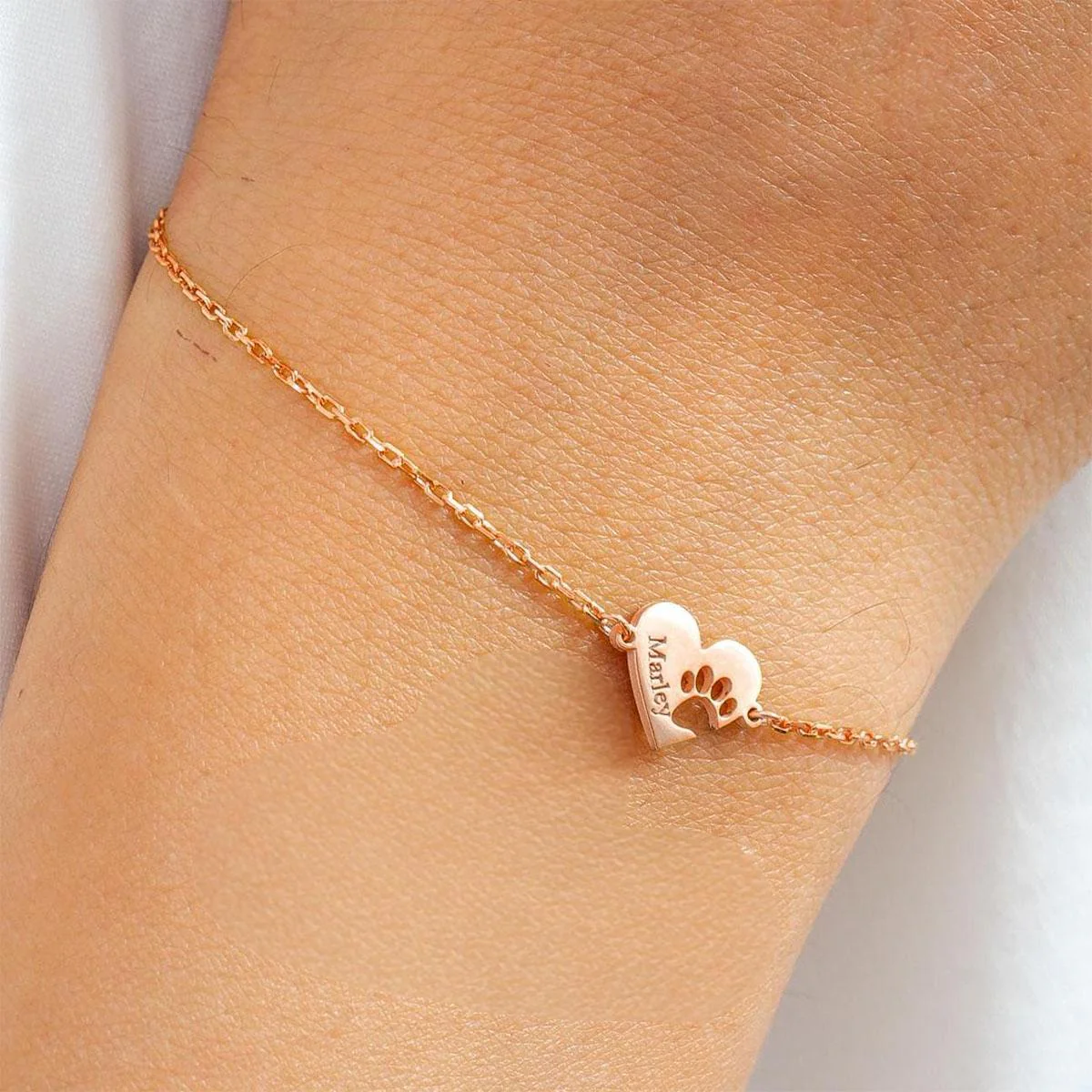 Engraved Heart Pawprint Bracelet Gift for Pet Lovers Dog Mom - Image 6