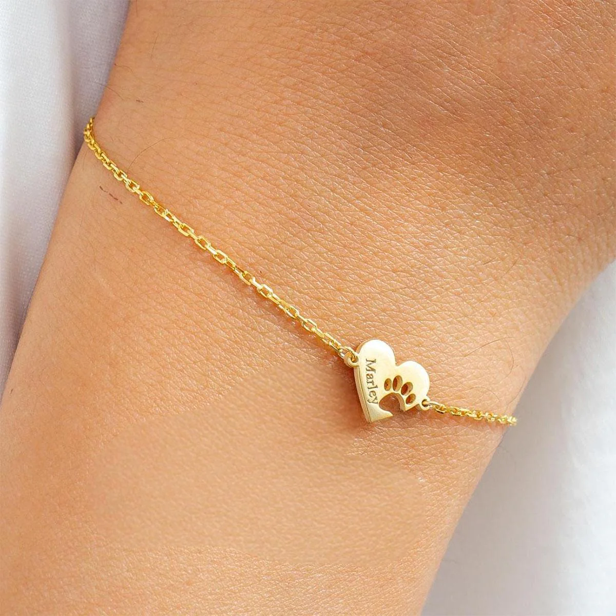 Engraved Heart Pawprint Bracelet Gift for Pet Lovers Dog Mom - Image 7