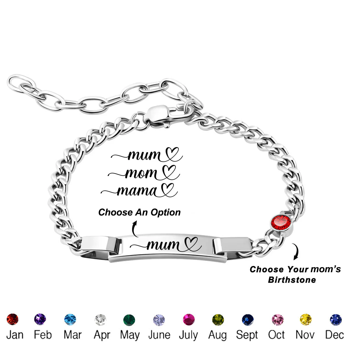 Engraved Name Birthstone Bracelet For Mom Grandma - Image 6