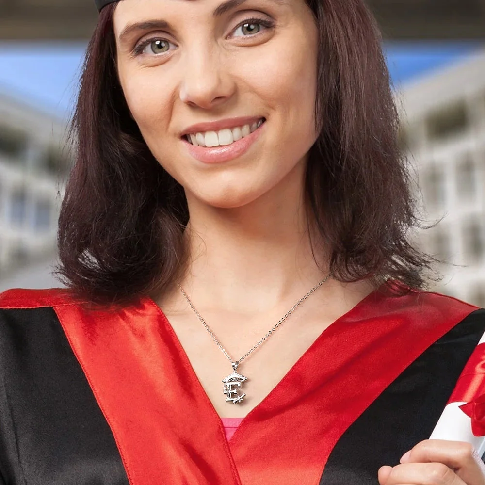 Engraved Name Personalized Bachelor Hat Graduation Initial Necklace - Image 6
