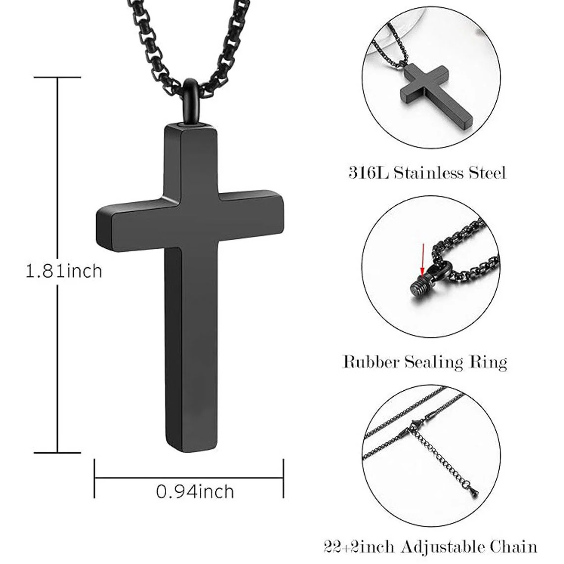 Engraved Name Personalized CROSS URN NECKLACE Cremation Jewelry - Image 3