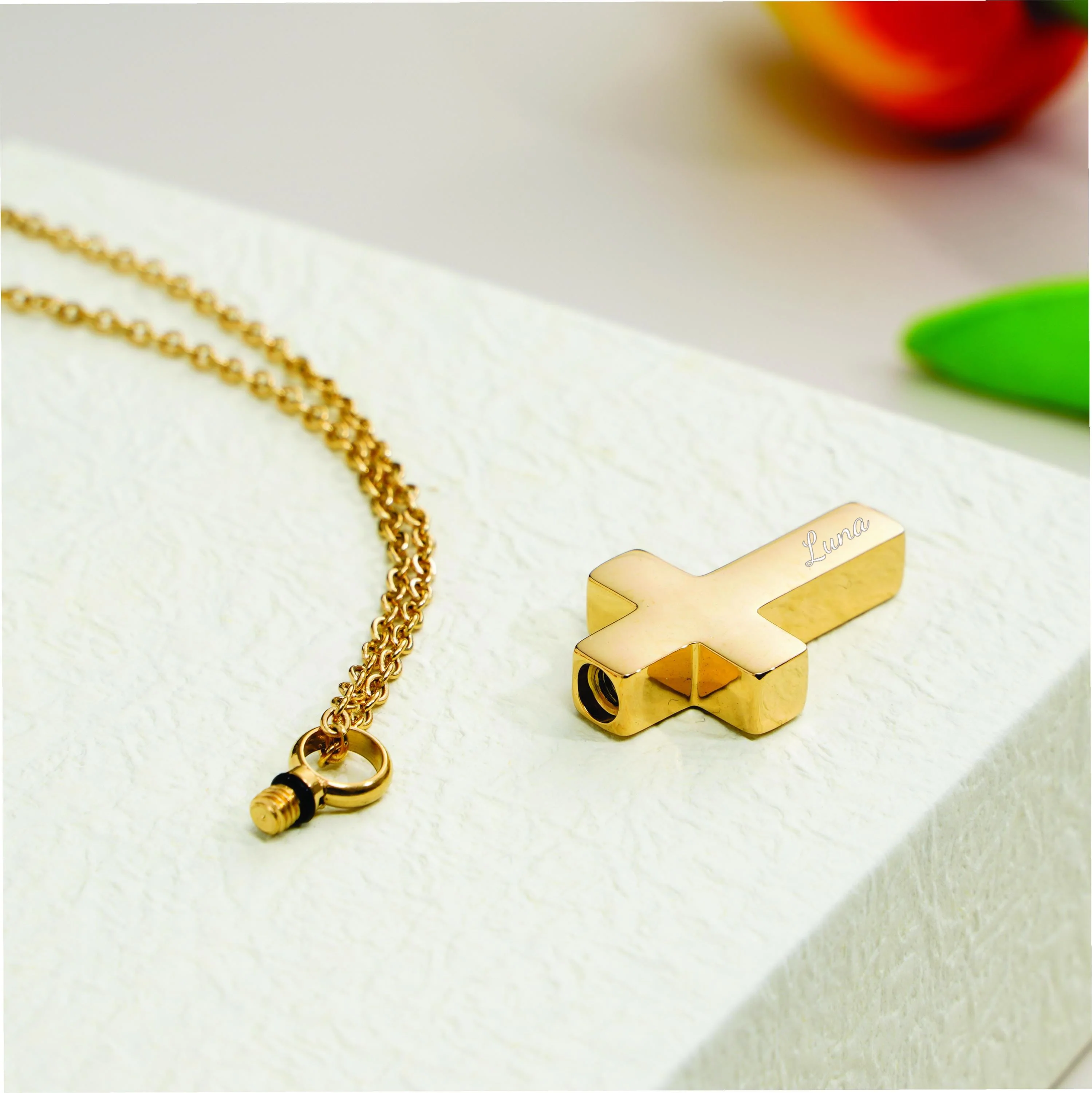 Engraved Name Personalized CROSS URN NECKLACE Cremation Jewelry - Image 5