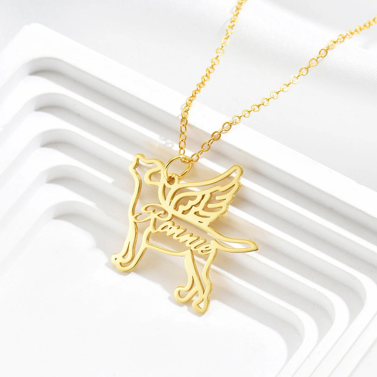 Engraved Name Personalized Dog Breed Charm Pet Memorial Necklace - Image 3