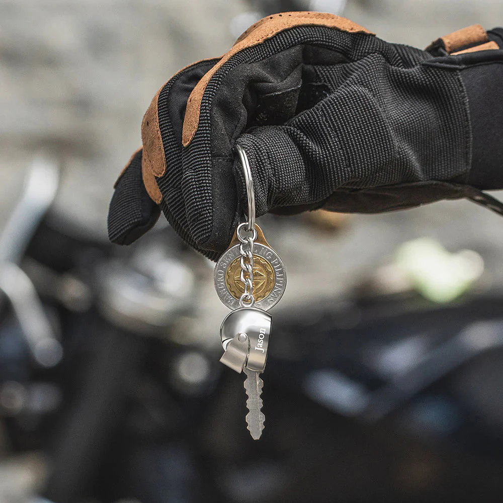 Engraved Name Personalized Motorcycle Helmet Keychain - Image 3
