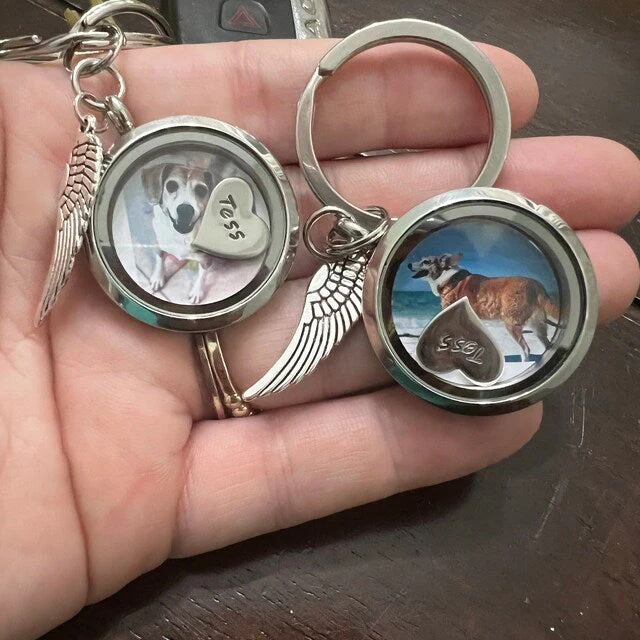 Engraved Name Photo Personalized Pet Keychain, Memorial Dog Fur keepsake - Image 4