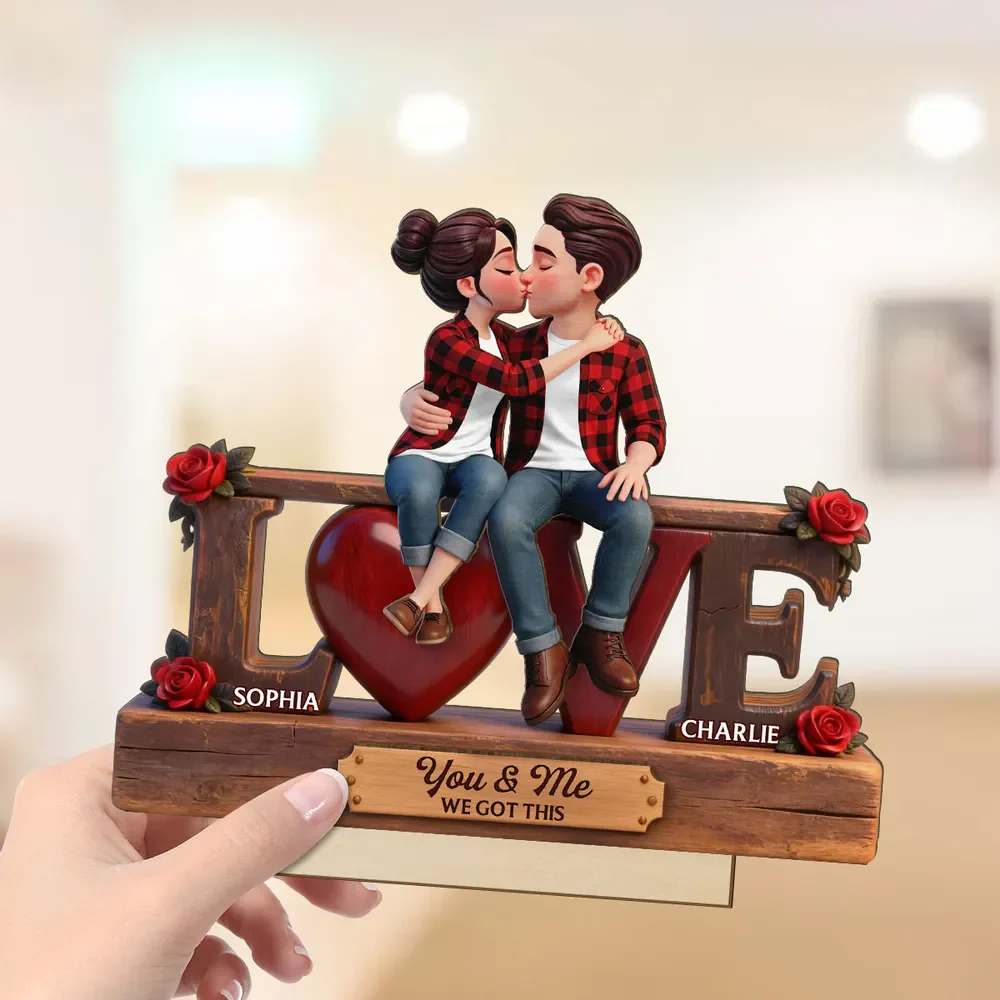 Eternal Rose LOVE Couple Forever Together - Personalized 2-Layered Wooden Plaque - Valentine's Day Gift For Couple, For Him, For Her - Image 2
